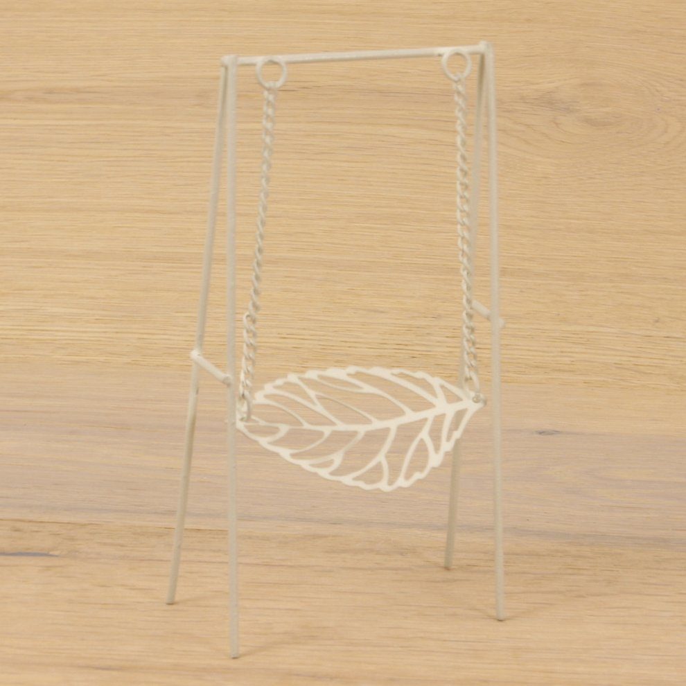 Dekofigur Minigarten Schaukel steckbar mini, weiß 14 cm
