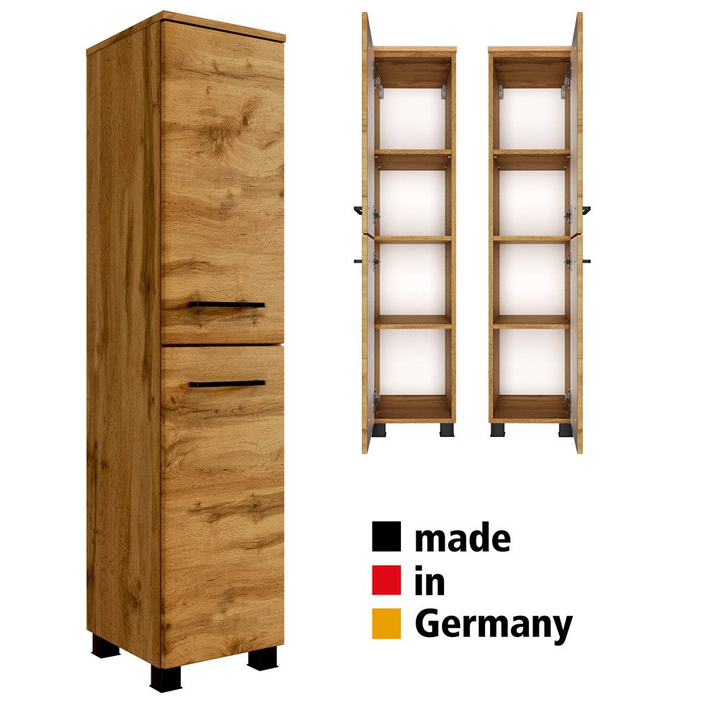 Lomadox Midischrank MORISSON-03 Wotan Eiche Nb. stehend und hängend einsetzbar 30/130/35 cm