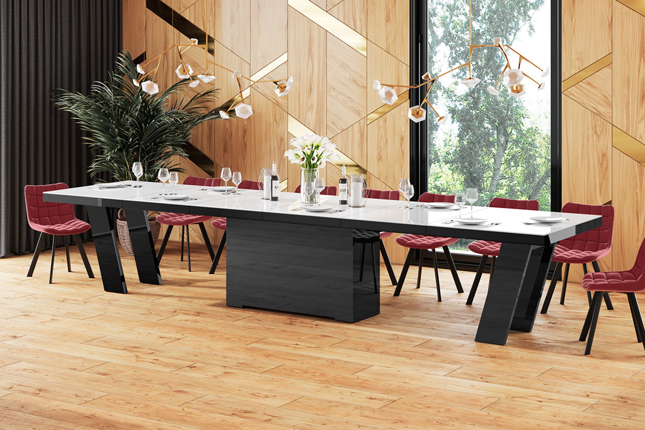 designimpex Esstisch Design HEG-111 Tisch Hochglanz XXL ausziehbar 160 bis 412 cm