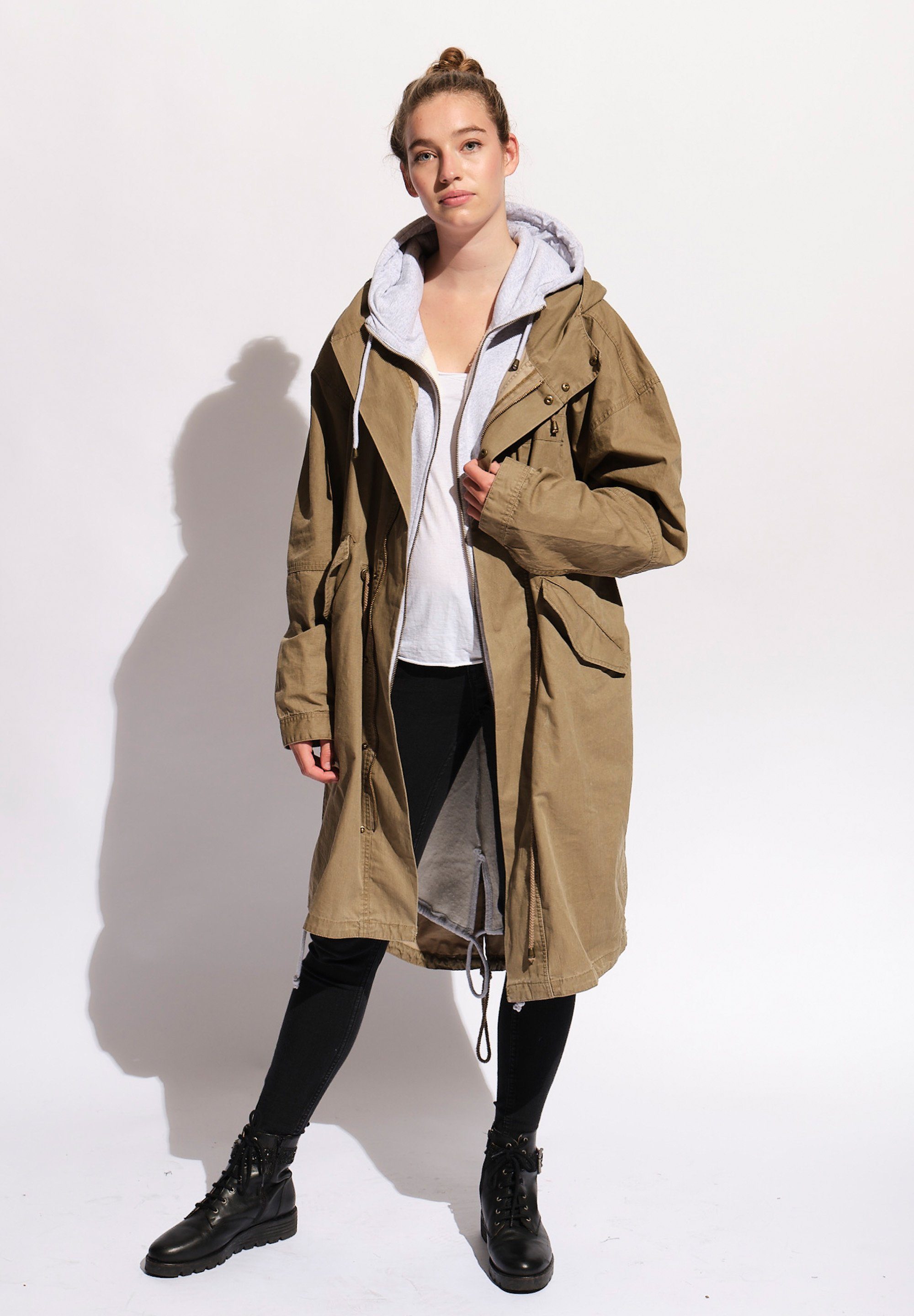 Gentle Rebels Parka Statement-Parka Auswechselbare Statement Flagge, Handyinnentasche, Schlüsselanhänger olive