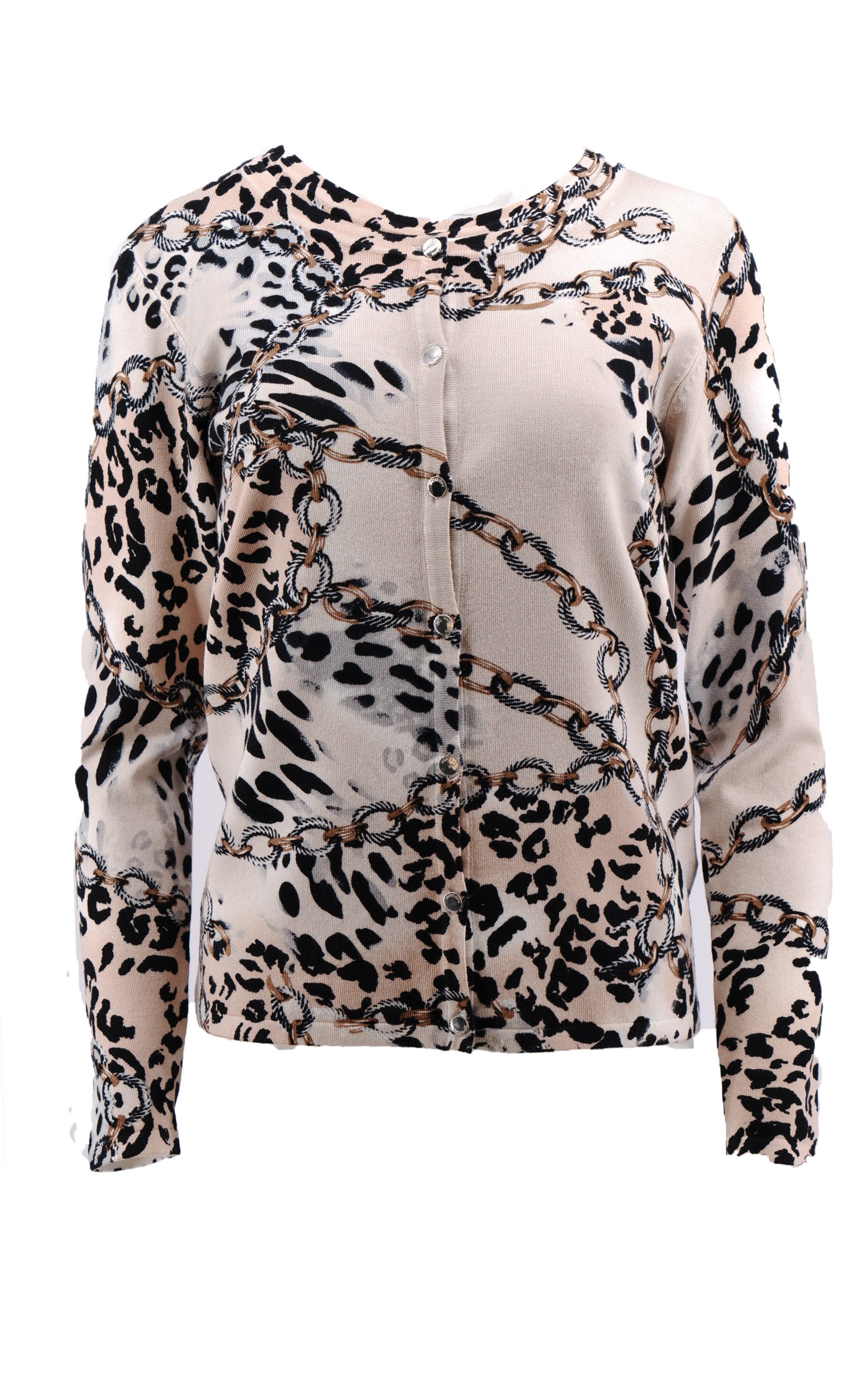 Passioni Strickjacke Twinset im Schalmuster mit Leoparden- und Kettenelementen – Bild 5 von 5