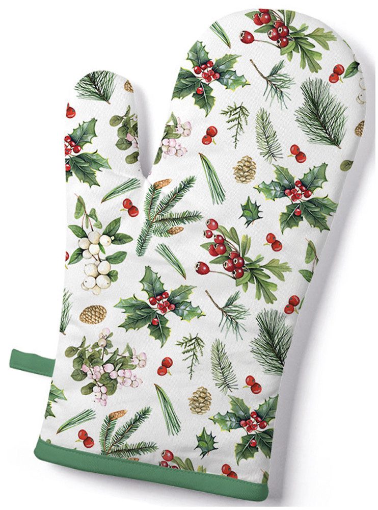 Ambiente® Topfhandschuhe Winter greenery, (1-tlg., 1-teilig), Ofenhandschuh wattiert Größe: ca.18x30cm