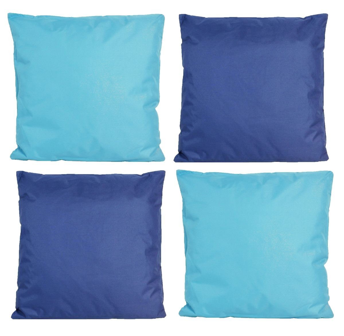 Kissen 4x Innen Blau & JACK strapazierfähig, Lotus Außen Farben, inkl. Hellblau Dekokissen robust, - Sitzkissen Lounge Outdoor Füllung, 45x45cm Dekokissen für viele Bakker Coen