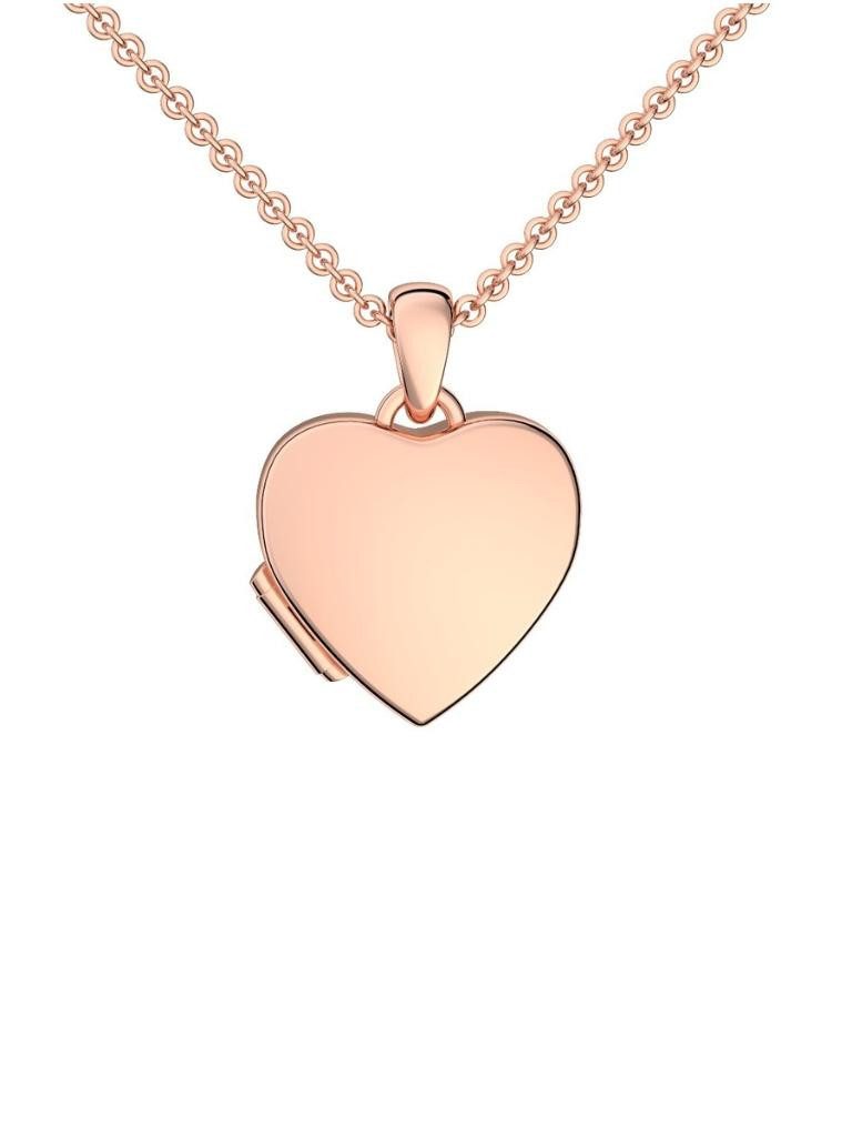 Amoonic Amulett Kinder-Medaillon zum Öffnen für Bilder Silber 925 Herzkette Mädchen (inkl. Schmucktäschchen), Anhänger aufklappbar befüllbar Foto Gold Rosegold vergoldet Geschenk
