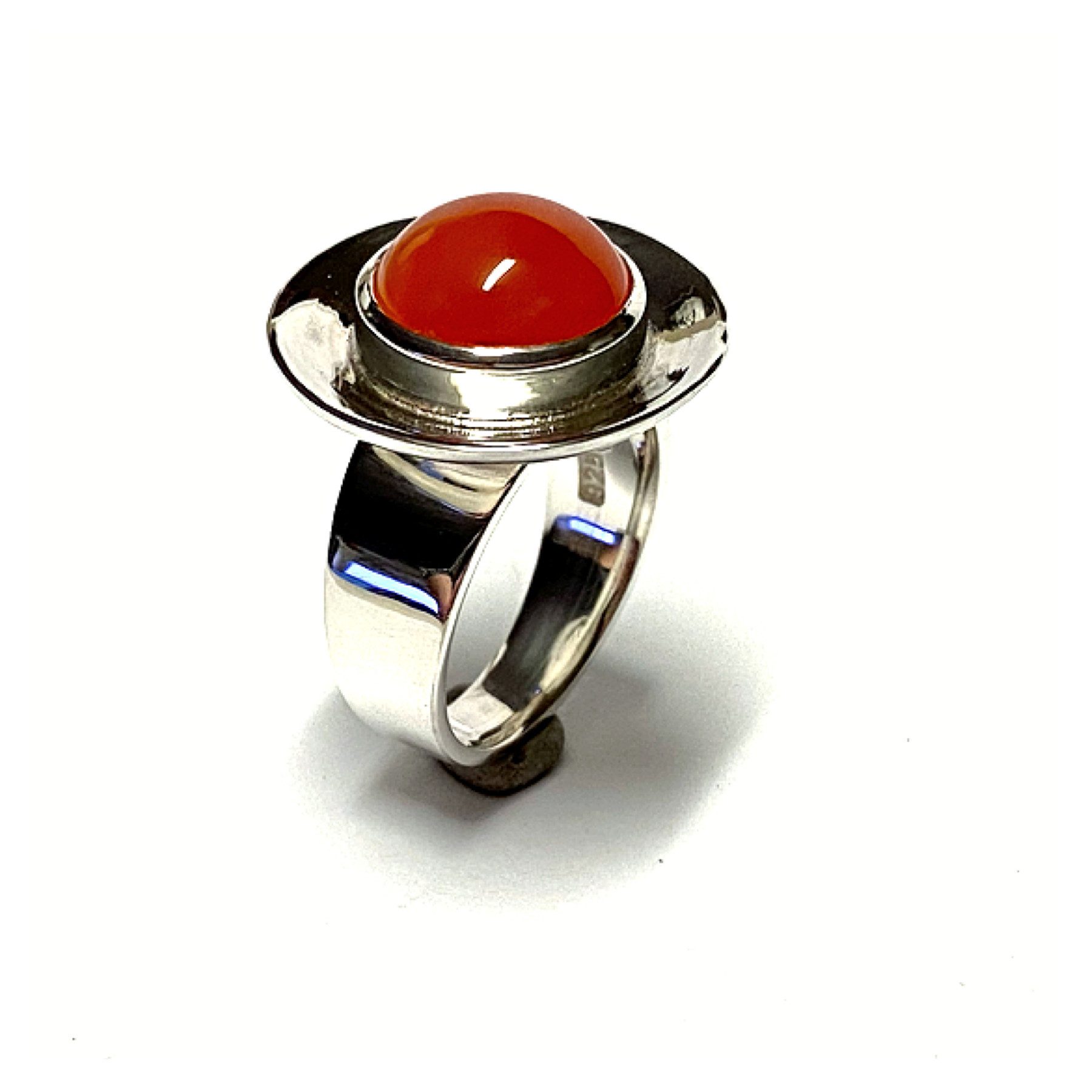 Edelschmiede925 Silberring Ring Silber 925/- Carneol Cabochon karneol Handarbeit #54