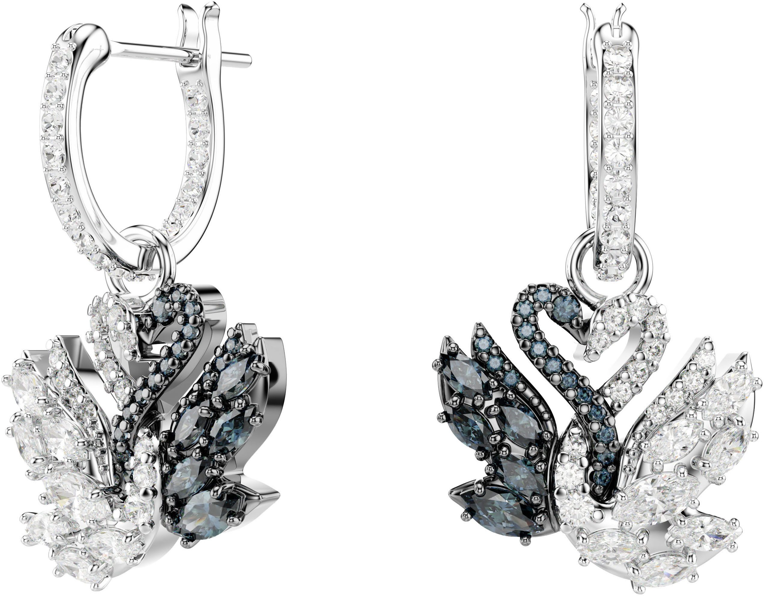 Swarovski Paar Creolen Schmuck Geschenk Swan Drop-Ohrhänger Schwan, mit Swa günstig online kaufen