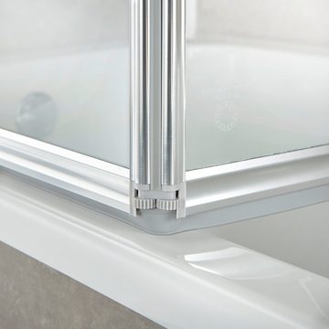 welltime Badewannenaufsatz Nassau, Einscheibensicherheitsglas, (3 tlg), Badewannenfaltwand, Spritzschutzwand für Badewanne, Glaswand