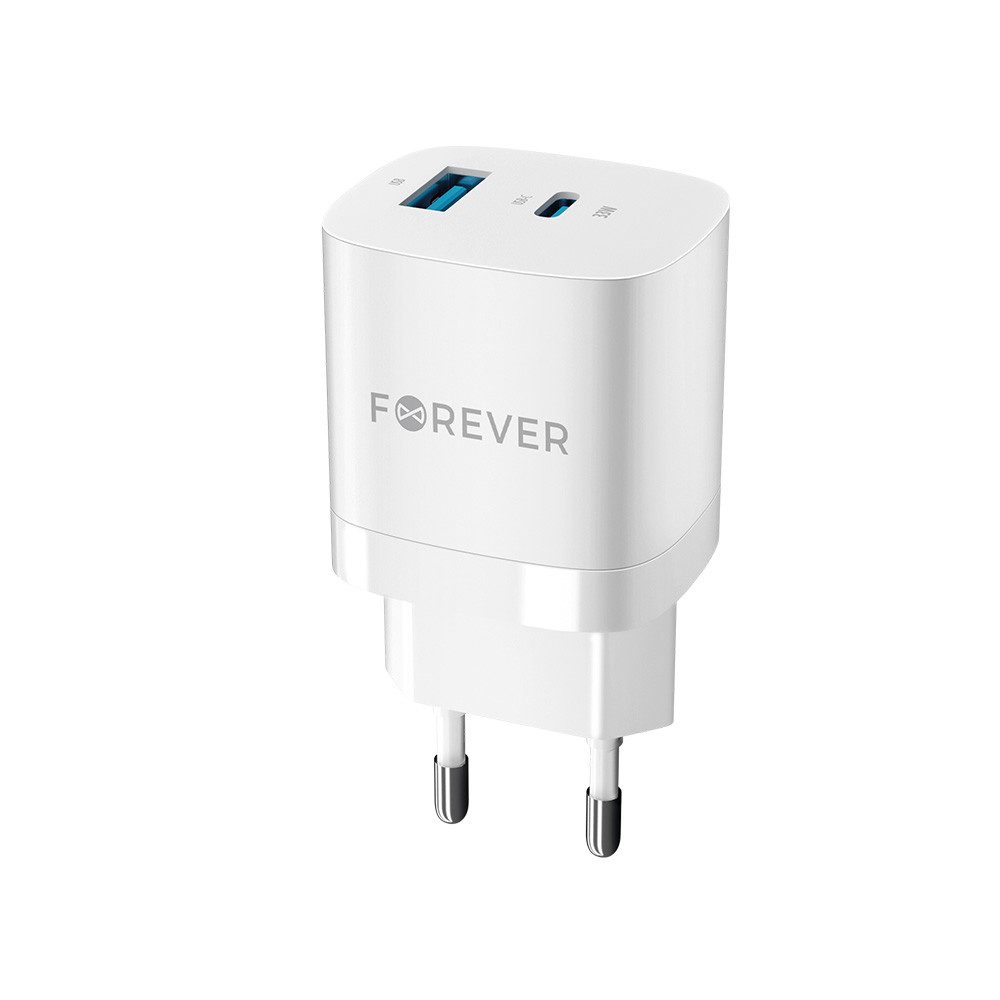 Forever 33W GaN PD QC Ladegerät 1x USB-C 1x USB Smartphone-Ladegerät