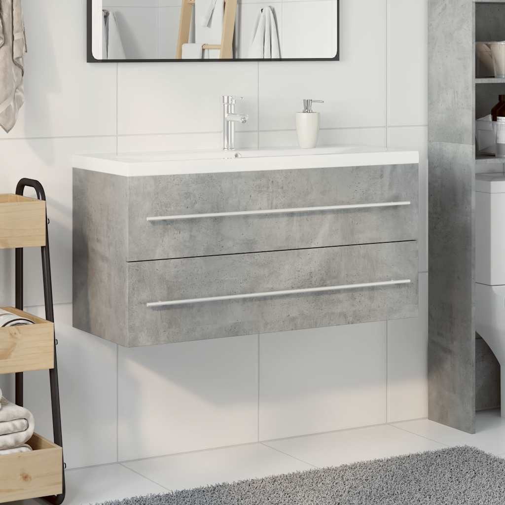 vidaXL Badezimmer-Set 2-tlg. Badmöbel-Set Betongrau Holzwerkstoff, günstig online kaufen