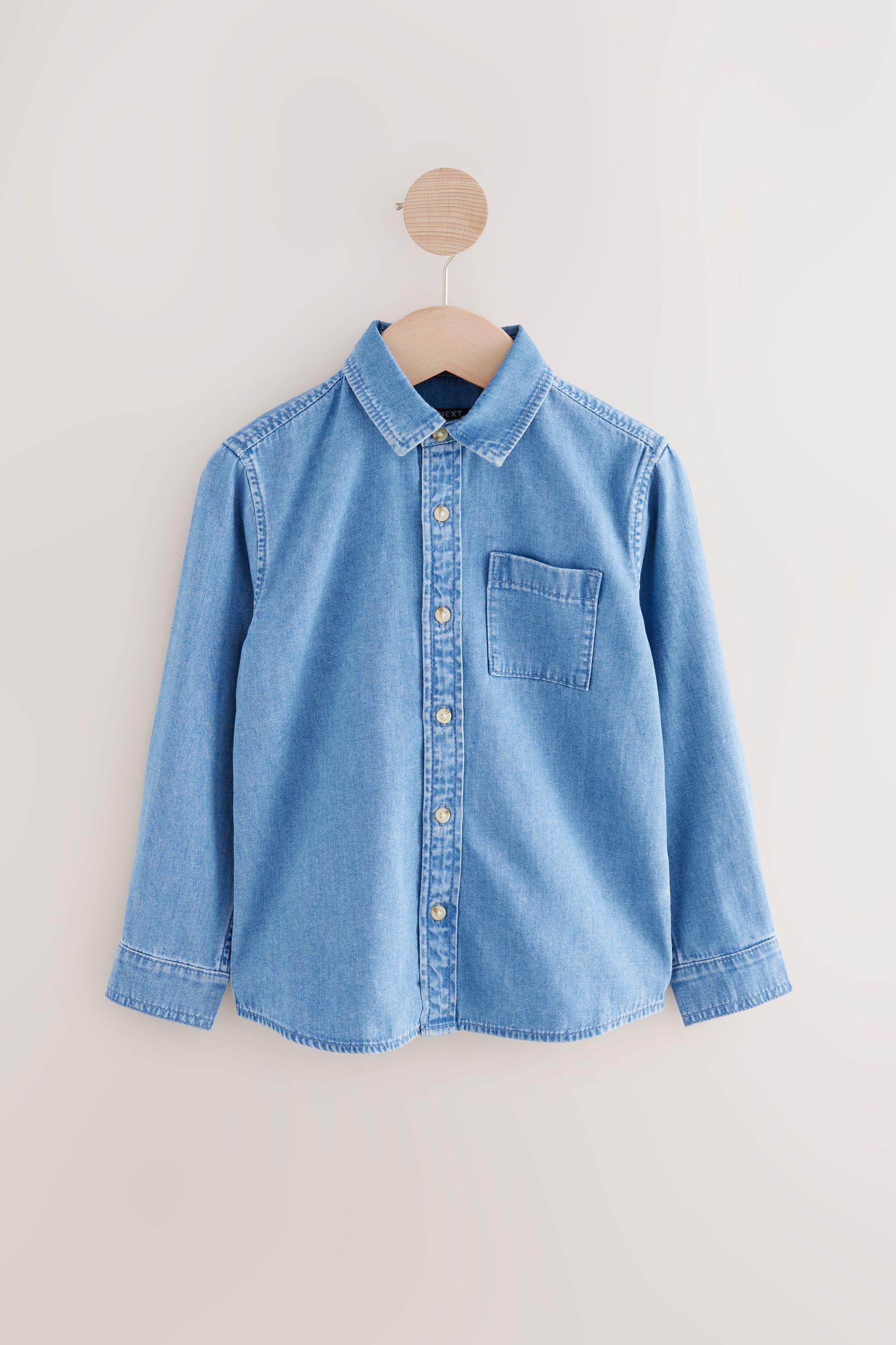 Next Langarmhemd Langärmeliges Hemd aus Denim (1-tlg)