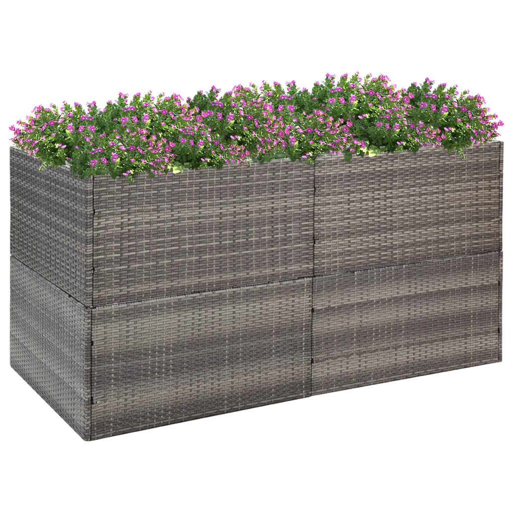 Hochbeet Pflanzkübel aus PE-Rattan 157x80x80 cm in Grau und Transparent