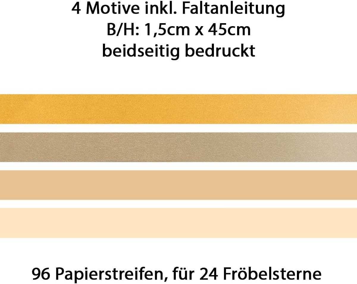 Heyda Bastelband Faltstreifen für Fröbelsterne, 96 Streifen im Set für 24 Sterne