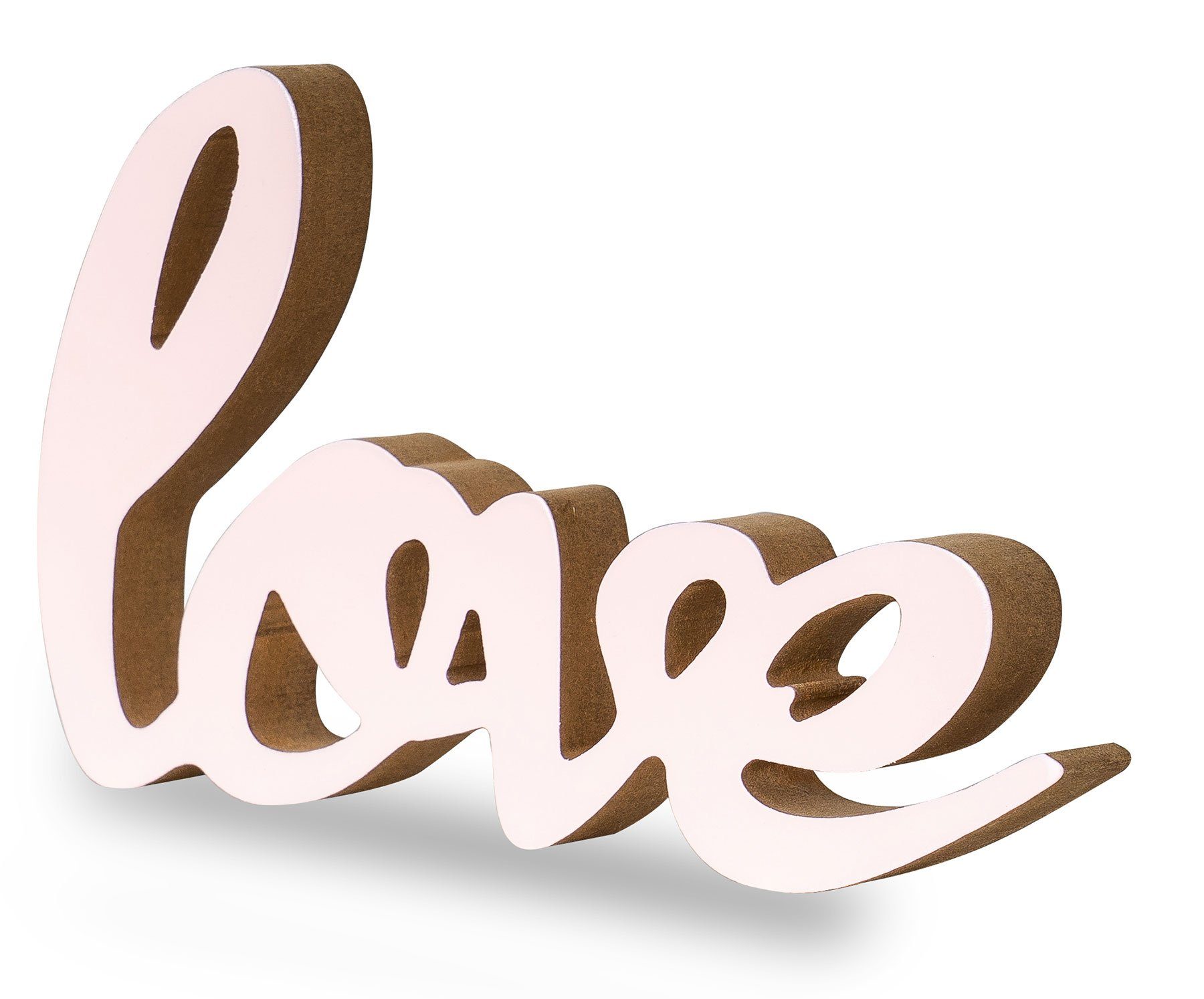 Levandeo® Deko-Schriftzug, Schriftzug Love Tischdeko Pastell L22,5cm Holz Aufsteller Deko Rosa
