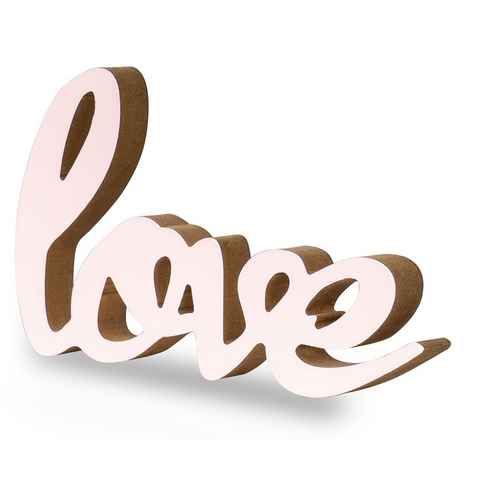 Levandeo® Deko-Schriftzug, Schriftzug Love L22,5cm Pastell Rosa Holz Tischdeko Deko Aufsteller