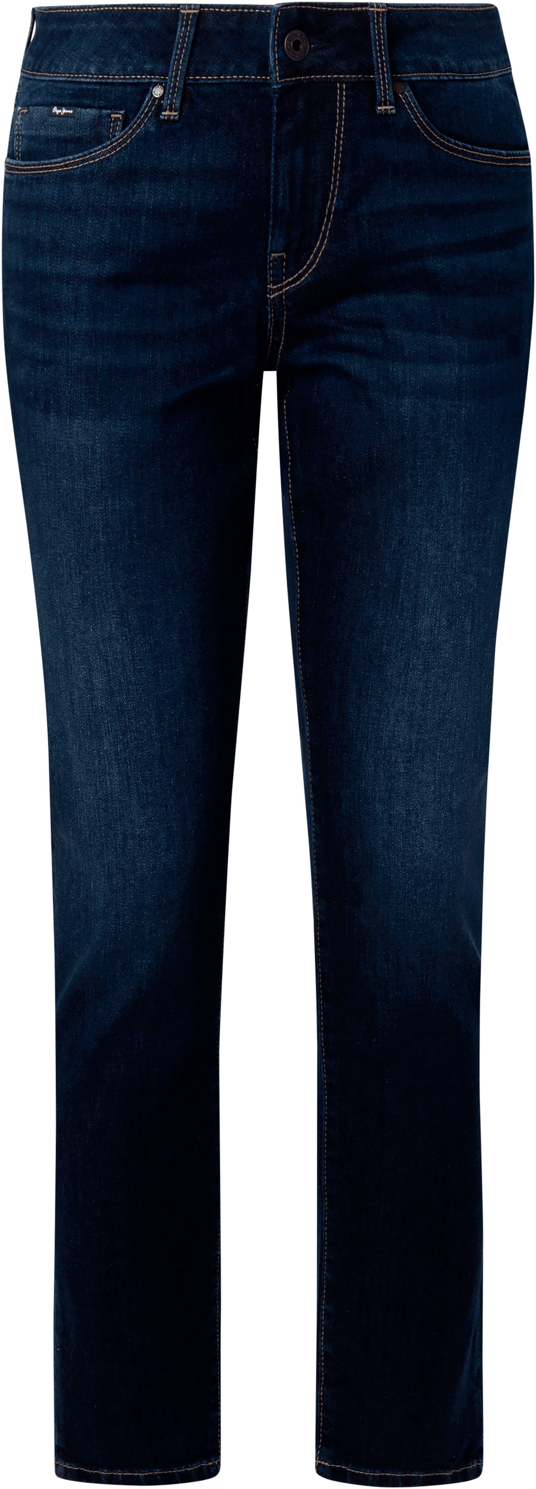 5-Pocket-Stil mit DARK Jeans im Pepe Skinny-fit-Jeans und USED 1-Knopf Bund Stretch-Anteil SOHO