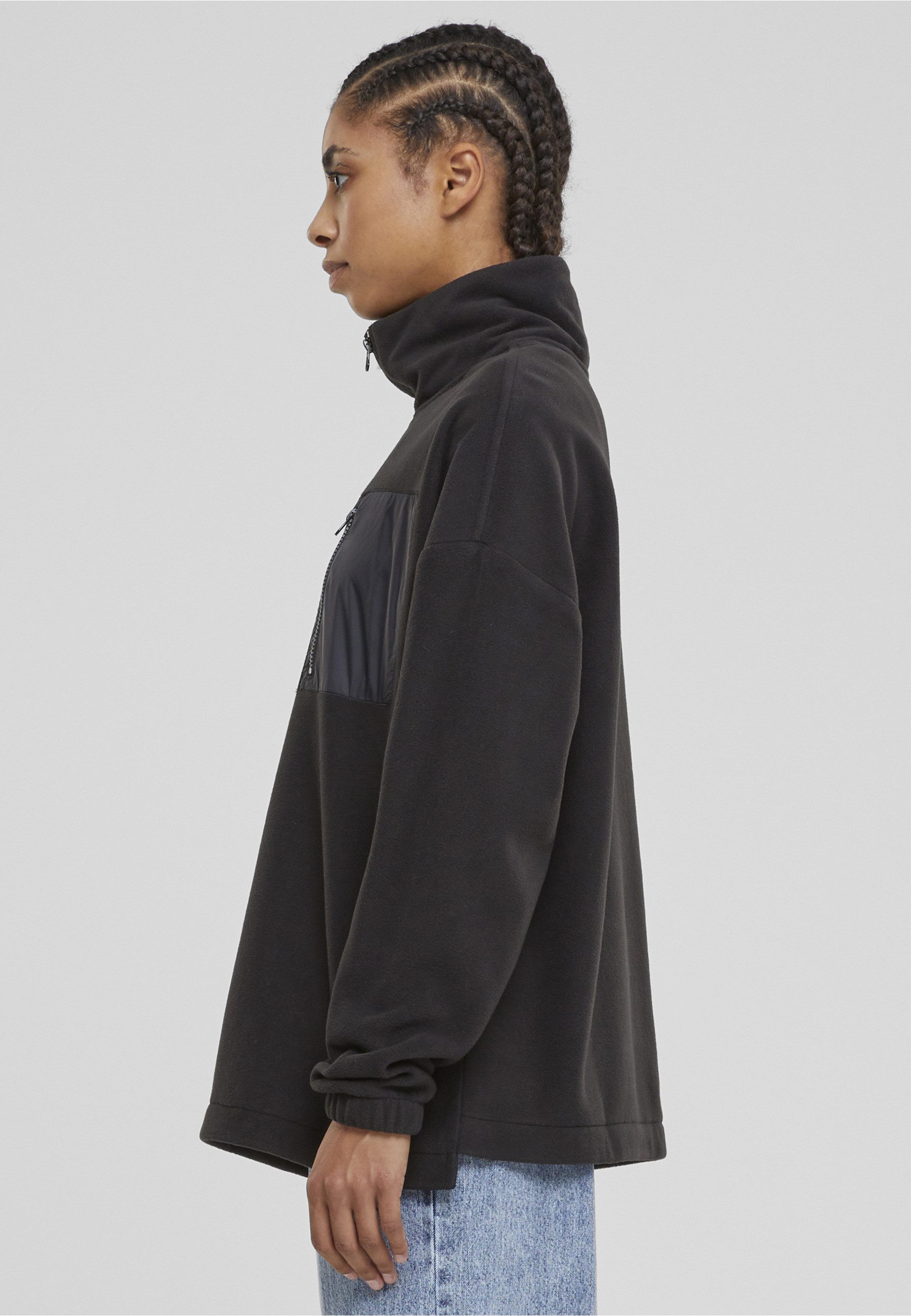 URBAN CLASSICS Sweater Urban Classics Damen Ladies Polar Fleece Troyer