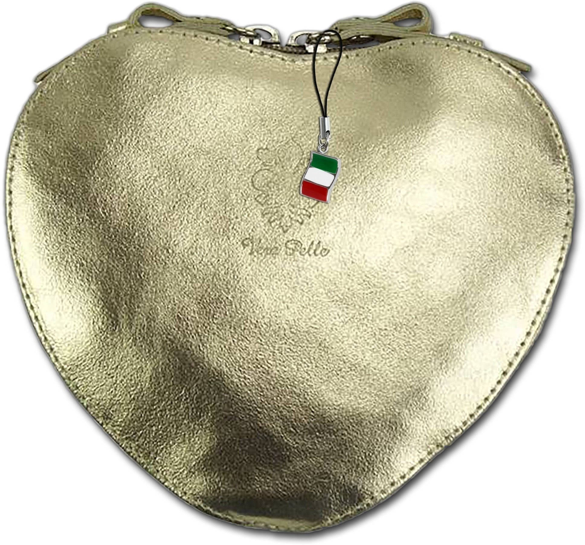 FLORENCE Clutch Florence Heart Bag Damen Handtasche, Damen Tasche Echtleder  gold, Herz, Made-In Italy