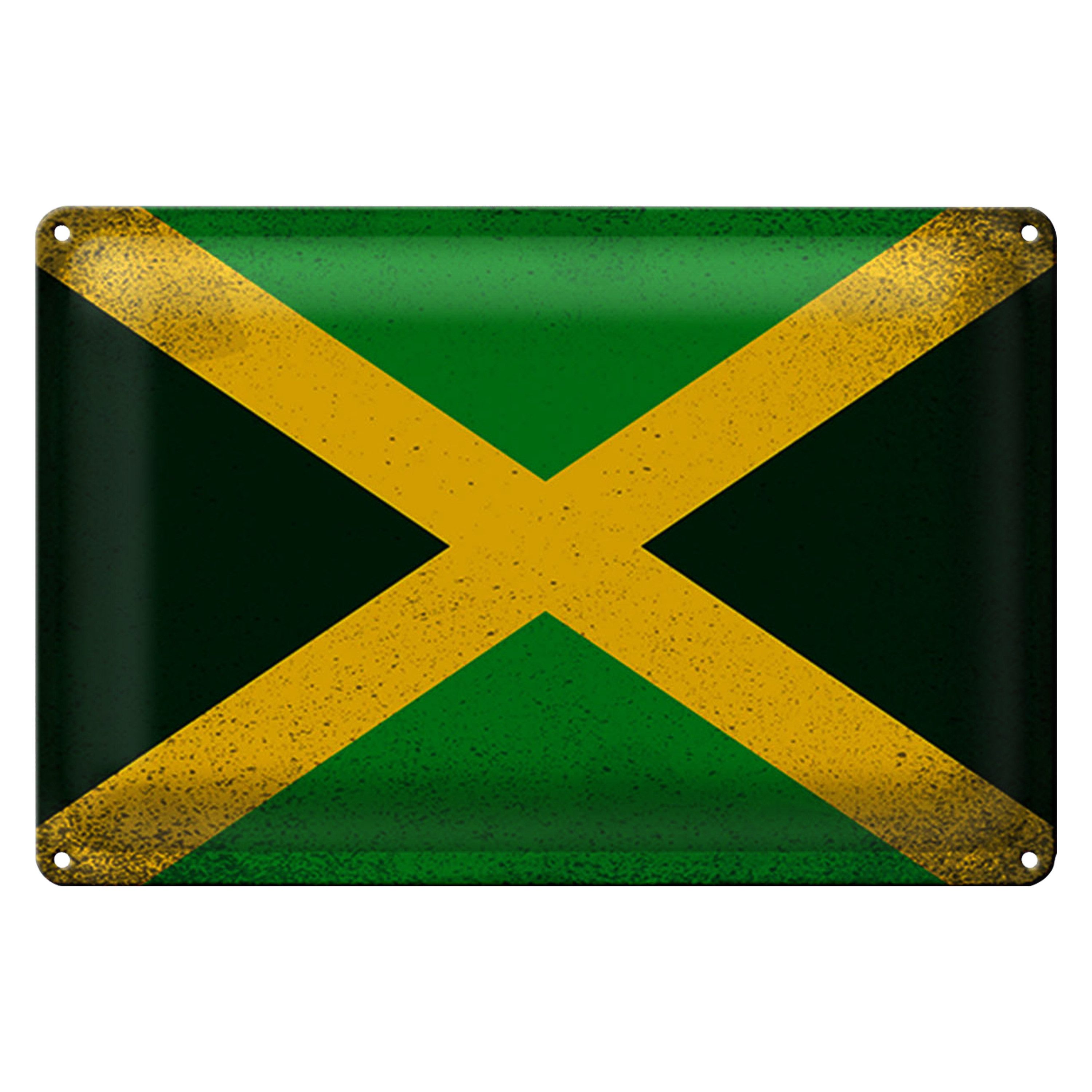 Roomando Metallschild Flagge Jamaika 40x30cm Flag of Jamaica Vintage
