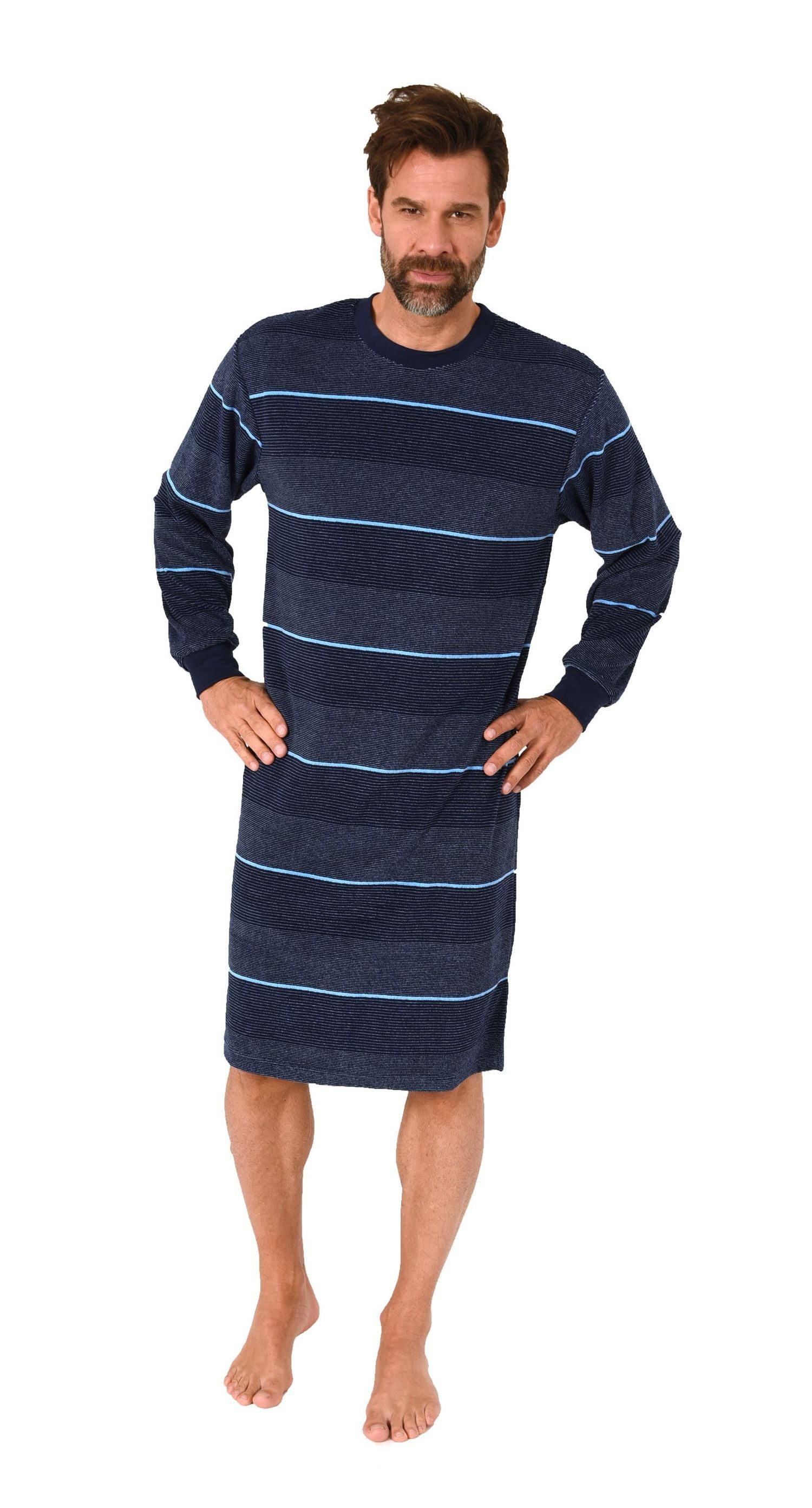 Normann Pyjama Edel aussehendes Herren Frottee Nachthemd langarm mit Bündch günstig online kaufen