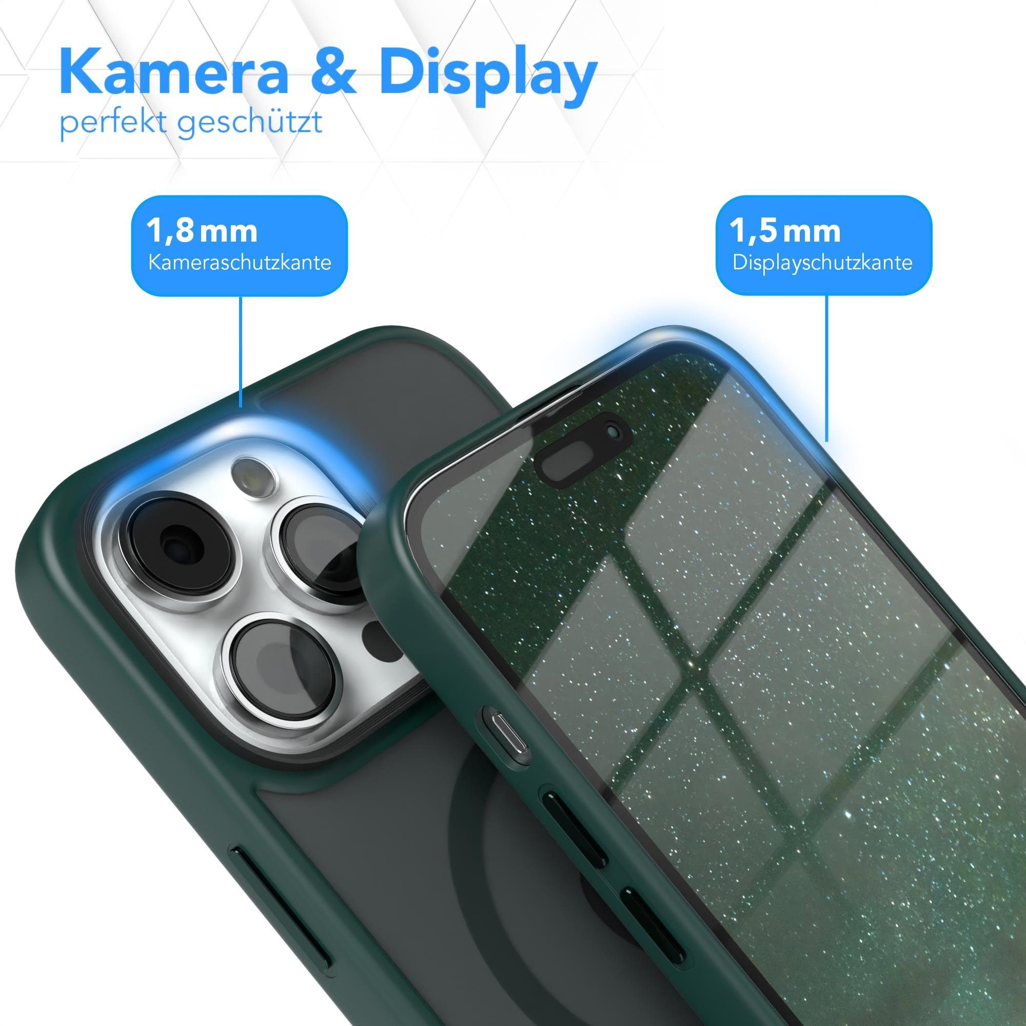 EAZY CASE Handyhülle Outdoor Case MagSafe für Apple iPhone 14 Pro Max, Backcover Tasche Case Schutzhülle mit Kameraschutz Bumper Dunkel Grün
