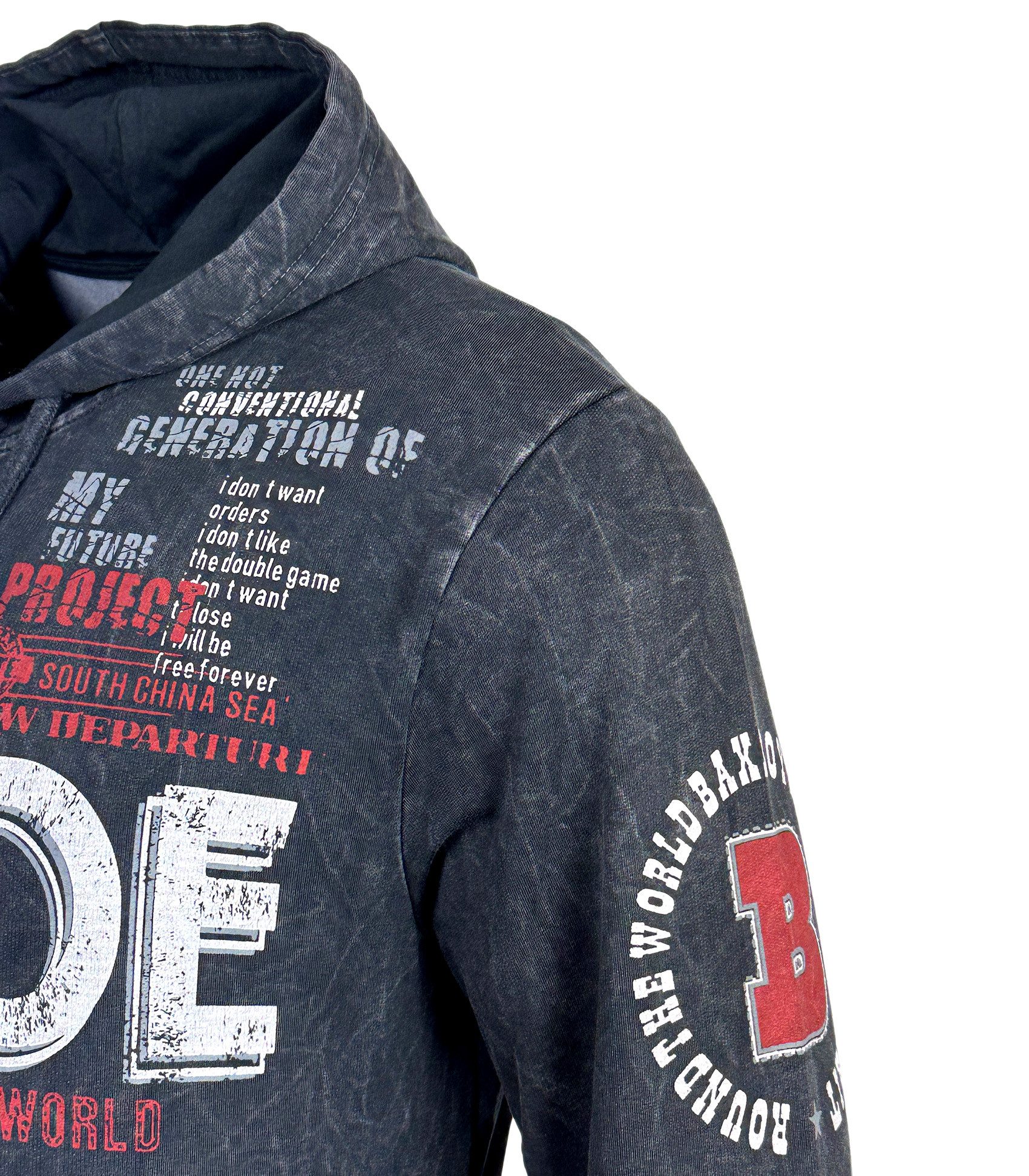 Baxboy Hoodie Baxboy Verwaschen Hoodie Herren Sweatshirt Pullover 608 – Bild 3 von 5