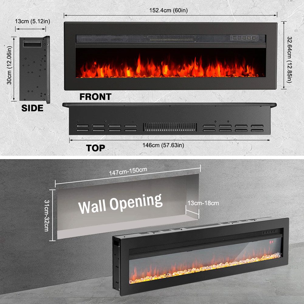 DARDVORLAG Elektrokamin 60" Wandkamin Elektrischer Einbaukamin Kamin, mit 3 günstig online kaufen