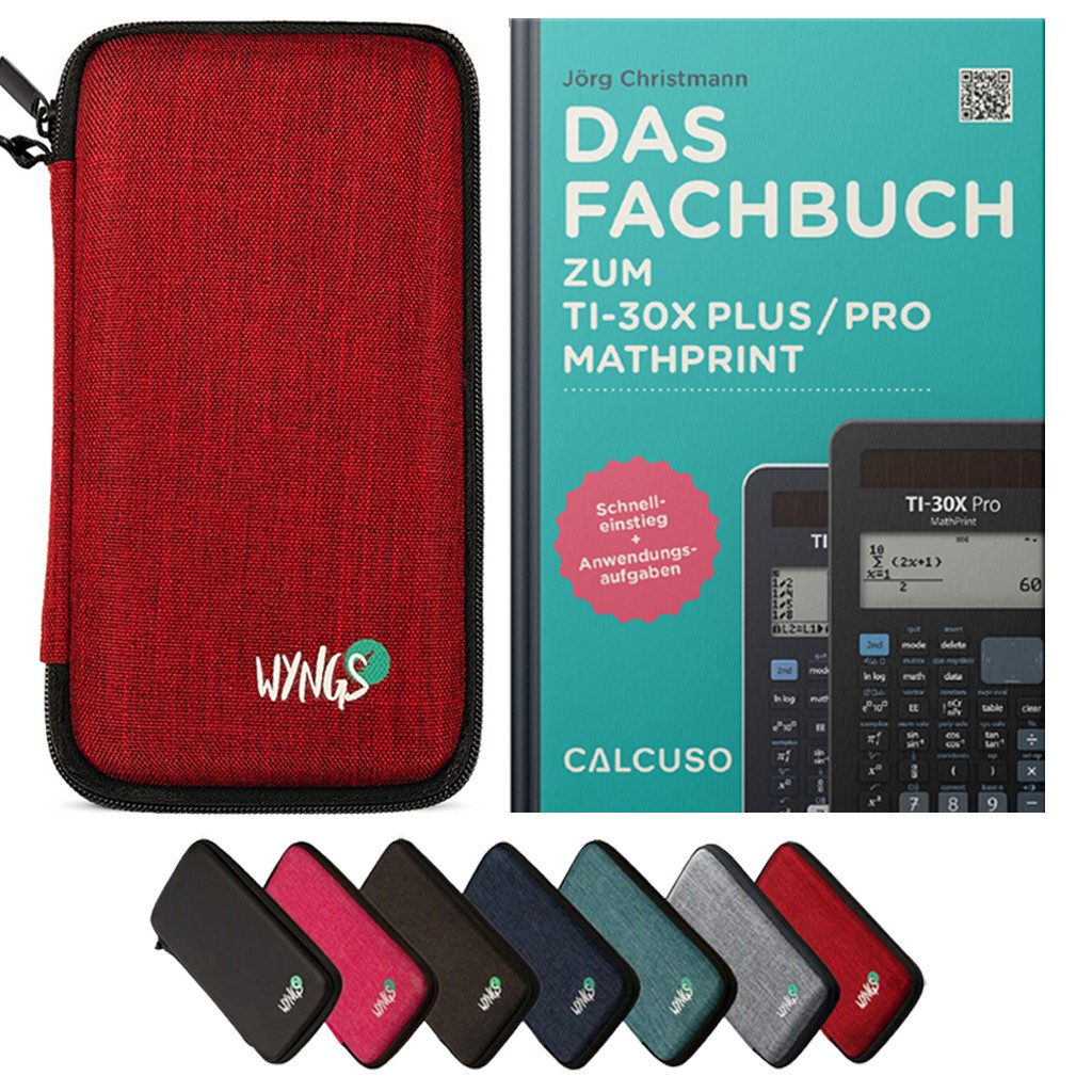 Taschenrechner Zubehör zum TI-30X Plus/Pro MathPrint: Fachbuch & Schutztasche Rot