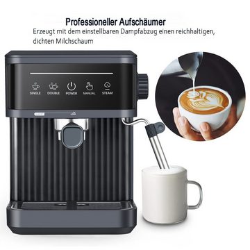 HOUROC Kaffeevollautomat Kaffeevollautomat,Espresso Siebträgermaschine 20 Bar, Kaffeemaschine für den Hausgebrauch, 850W, 1,8 Liter Wassertank