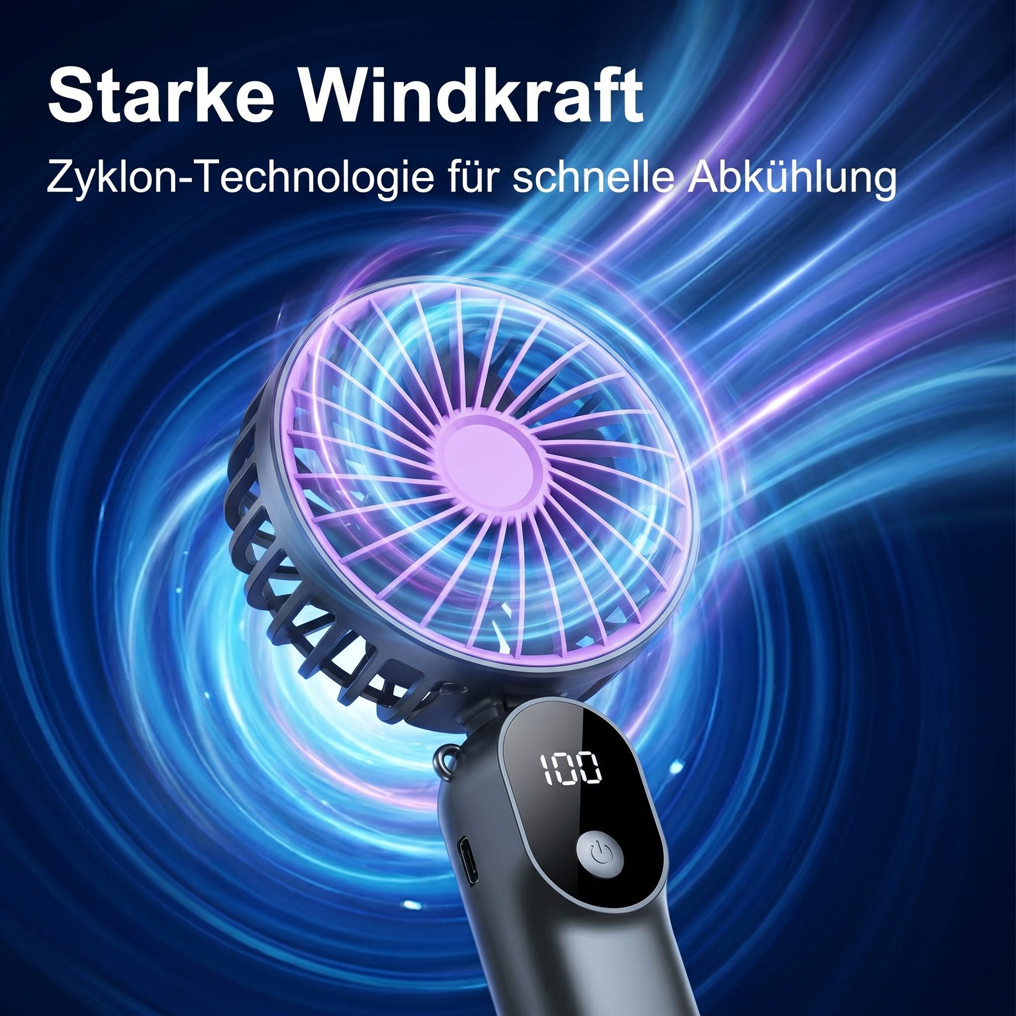 Minicloss Handventilator Tragbarer Mini Ventilator, Wiederaufladbar, Kleiner Taschenventilator, Mit 6 Geschwindigkeitsstufen, Faltbarer USB-Ventilator für Büro
