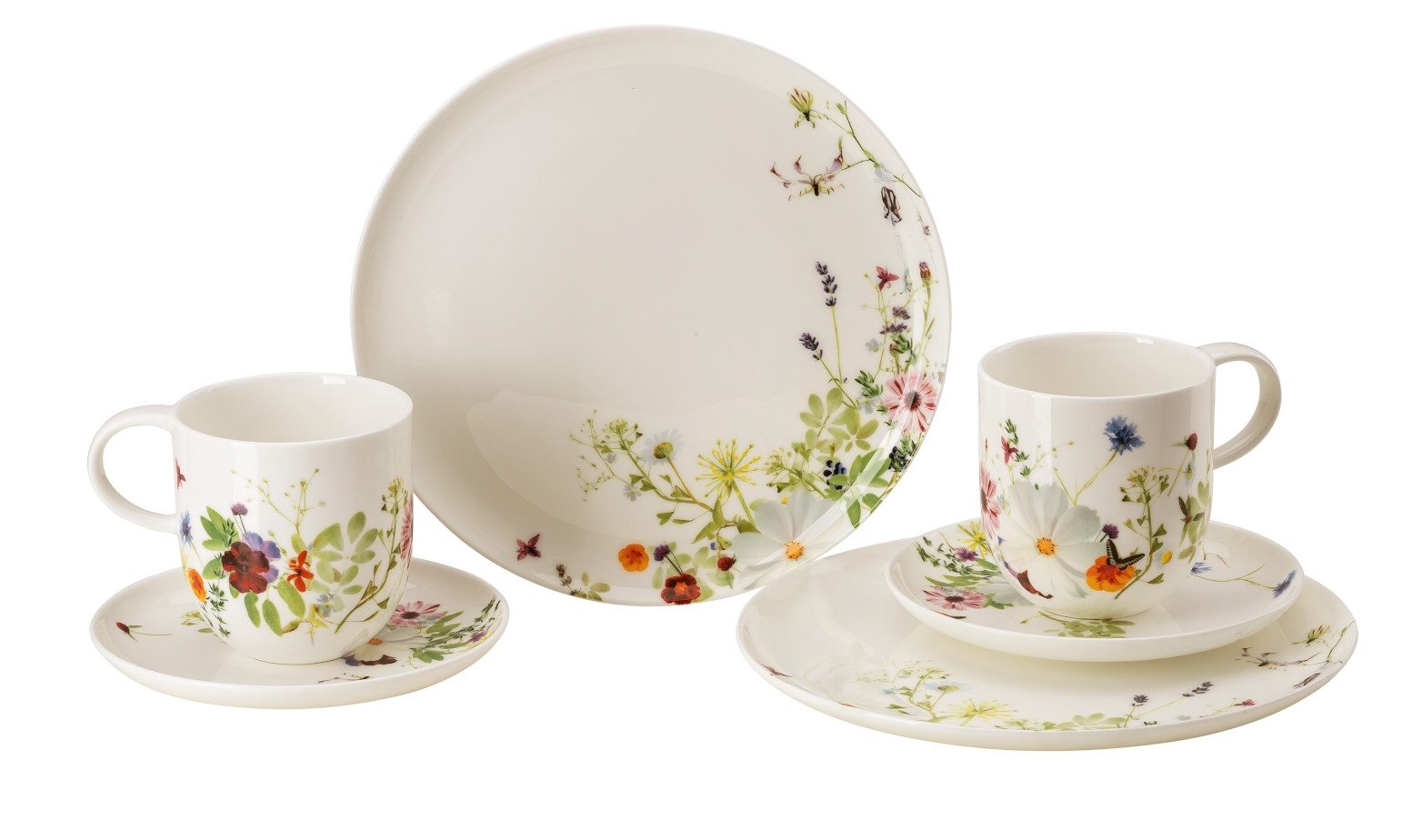 Rosenthal Geschirr-Set Brillance Grand Air m. Becher/Coupteller Set 6-tlg, Bone China, Sets