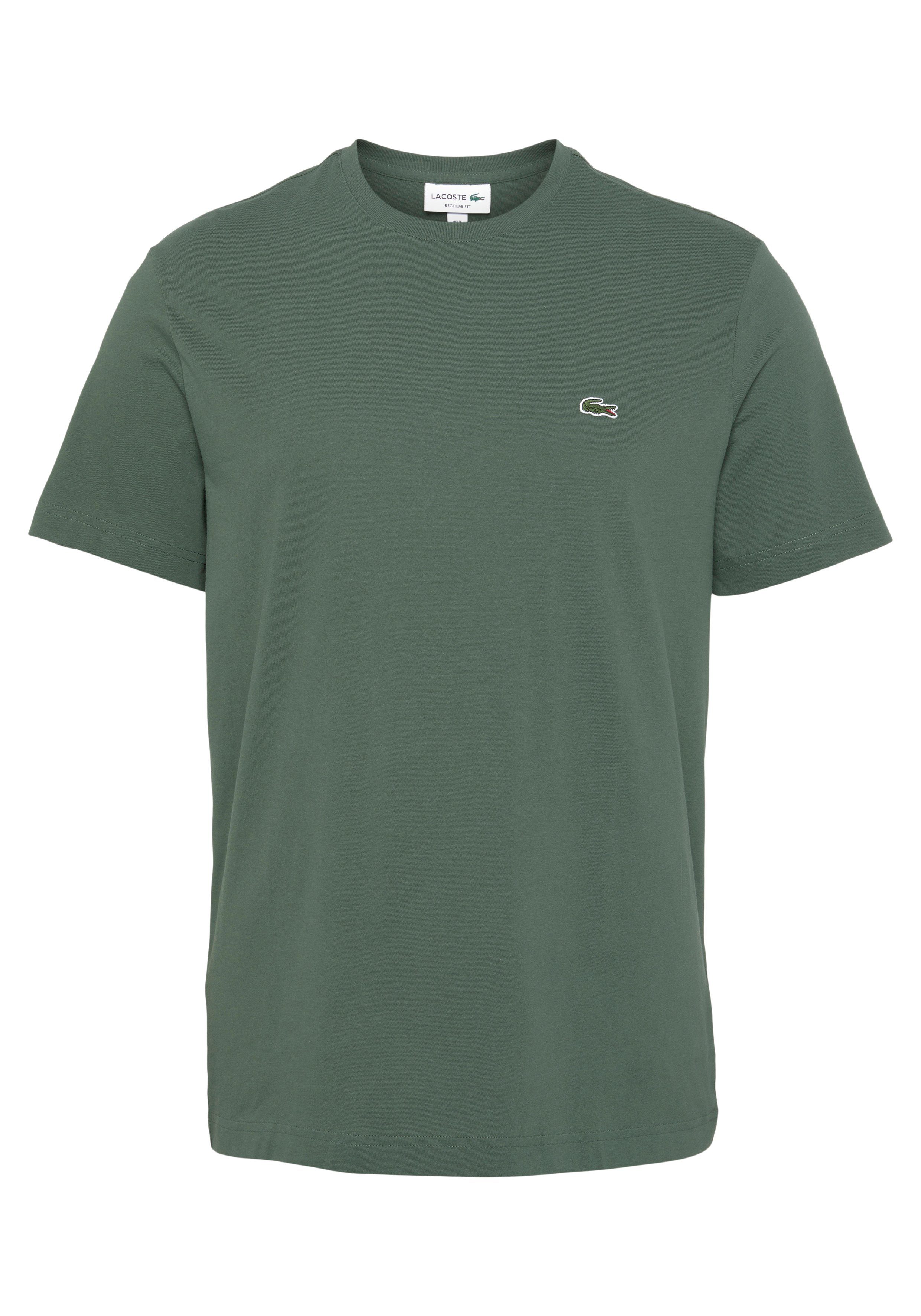 Lacoste Rundhalsausschnitt olivgrün (1-tlg) T-Shirt mit
