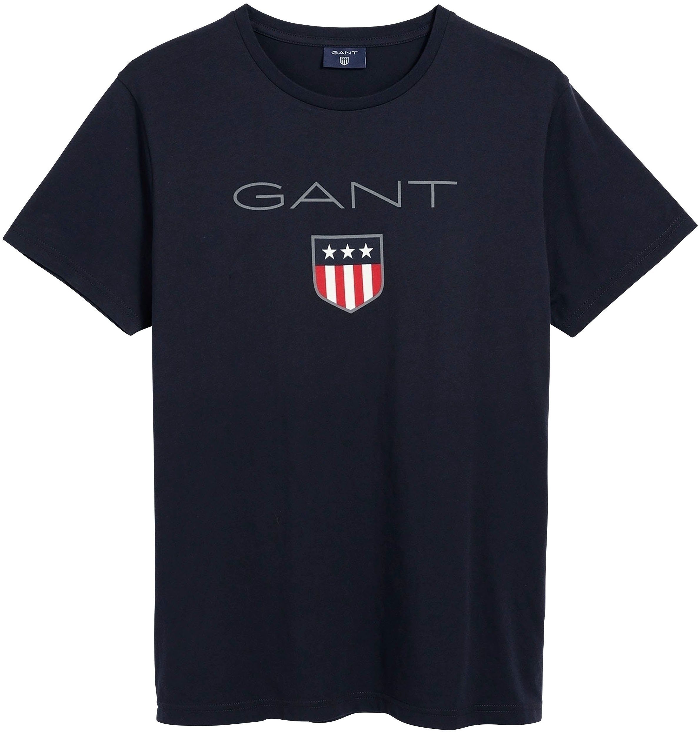 Gant T-Shirt SHIELD evening Großer Markendruck blue