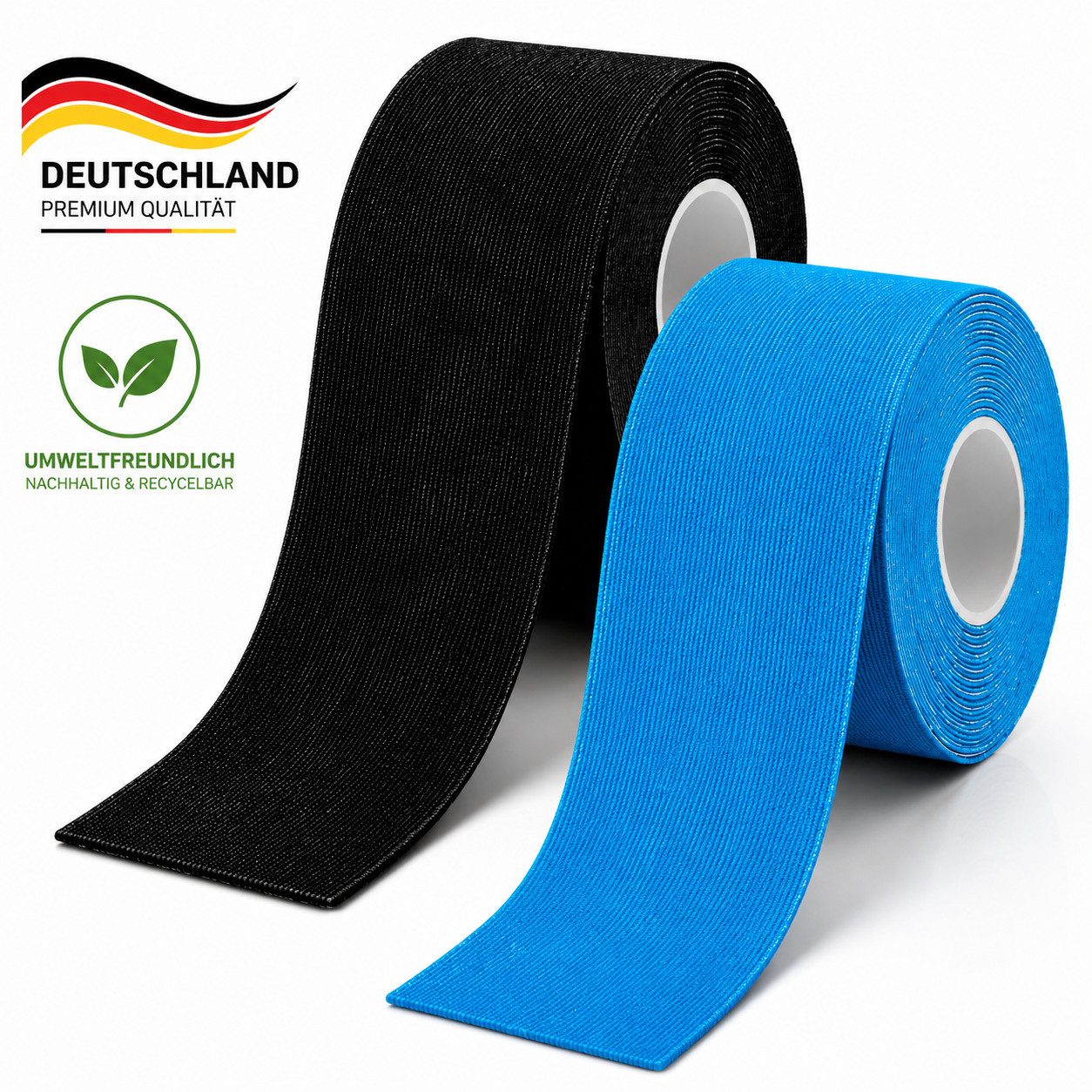 Forrlite Kinesiologie-Tape 5m x 5cm 2 Rollen Set – Kinesiotapes & Sporttape wasserfest (atmungsaktives Kinesiologie Tape für Muskelunterstützung, Physiotherapie, Rückenschmerzen, Knie, Schulter & Ellenbogen) elastisches Tape für Sport & Alltag