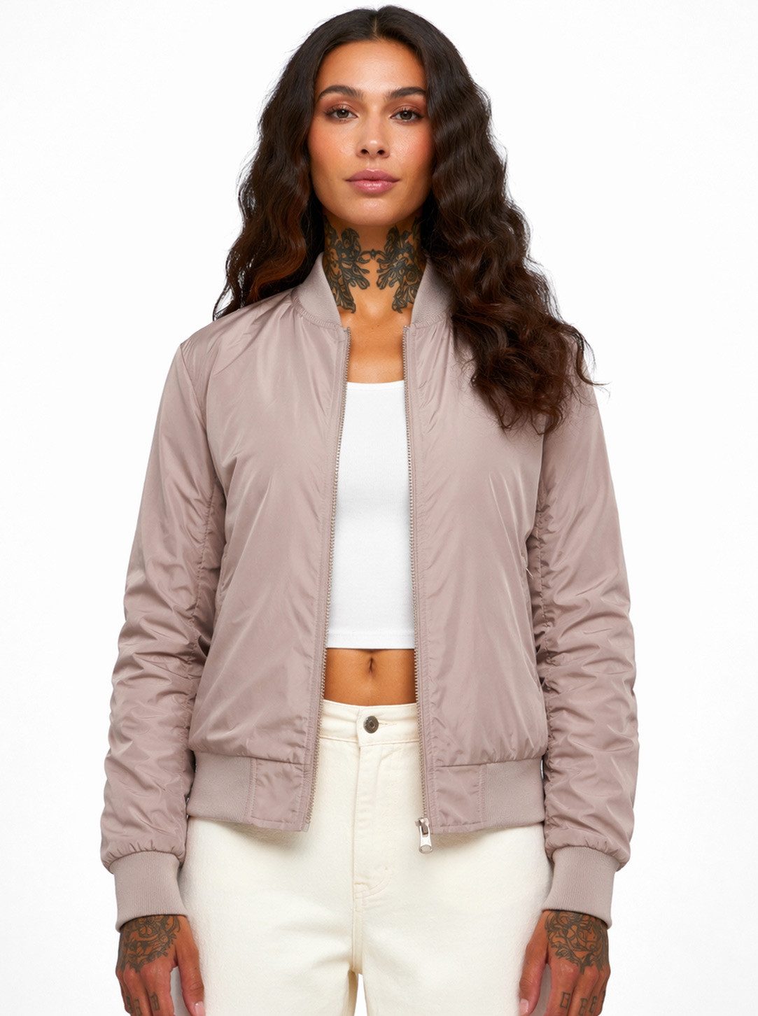 urbandreamz Bomberjacke Damen leichte Bomberjacke Jacke Sommer Frühling Übergangsjacke Seitentaschen, wasserabweisend, waffelartige seitliche Einsätze