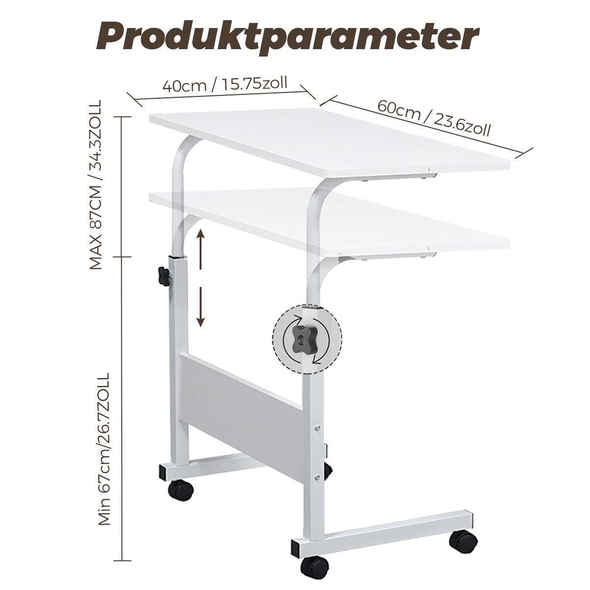 PFCTART Beistelltisch Höhenverstellbarer Computer-Beistelltisch 80 cm günstig online kaufen