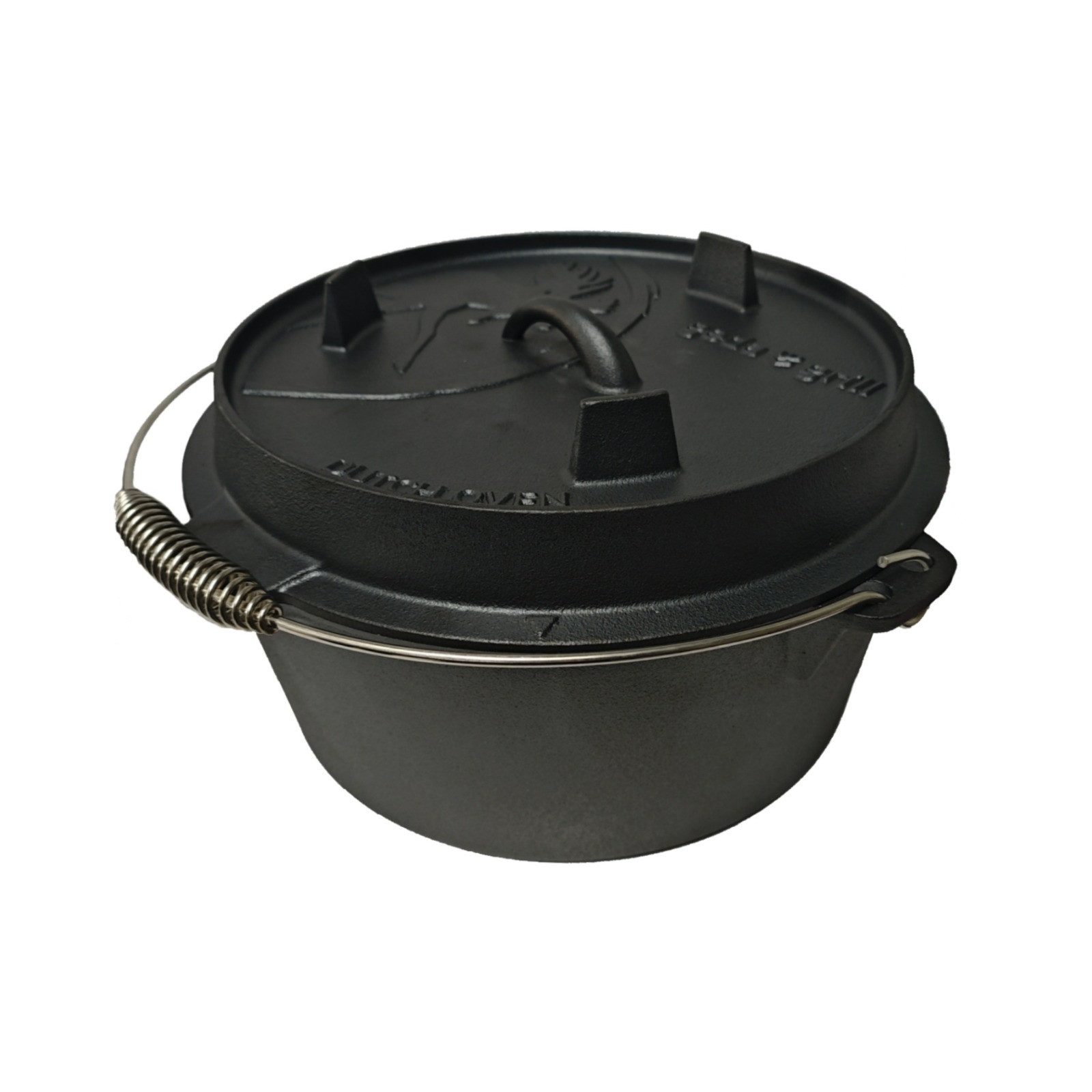 geda grill Grilltopf Dutch Oven Feuertopf 9 L ohne Füße mit Deckelheber, Schmortopf, Gusseisen, Induktion, pre-seasoned
