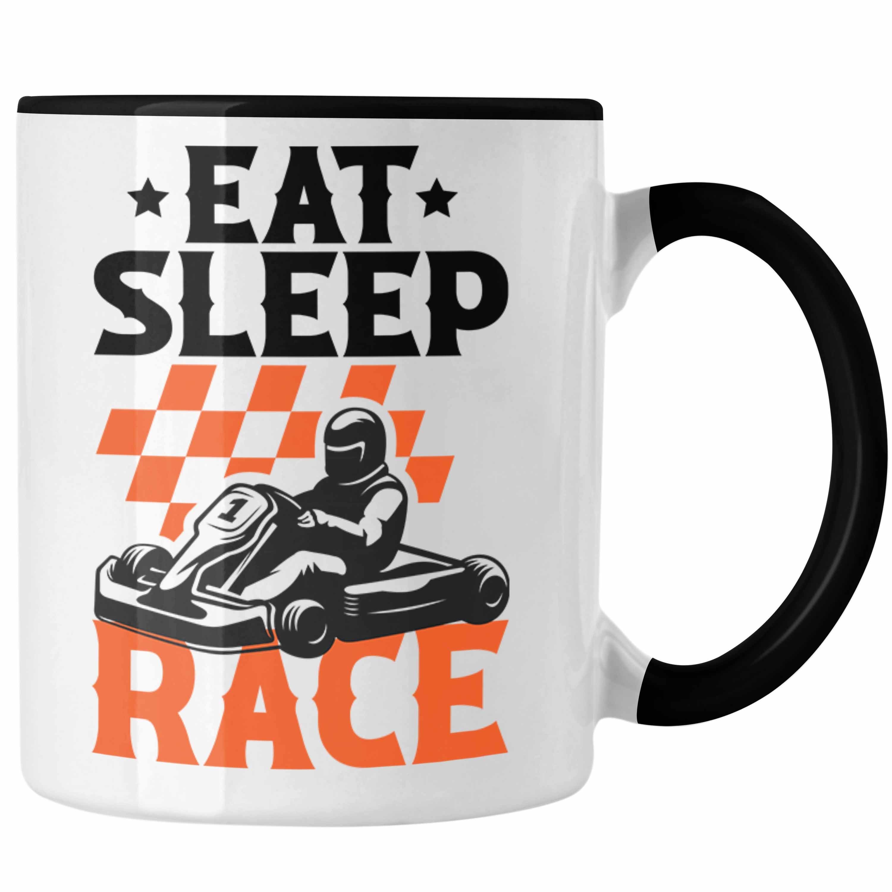 Trendation Tasse Trendation - Go Kart Fahrer Tasse Geschenk Eat Sleep Race Gokart Racing Rennfahrer Schwarz