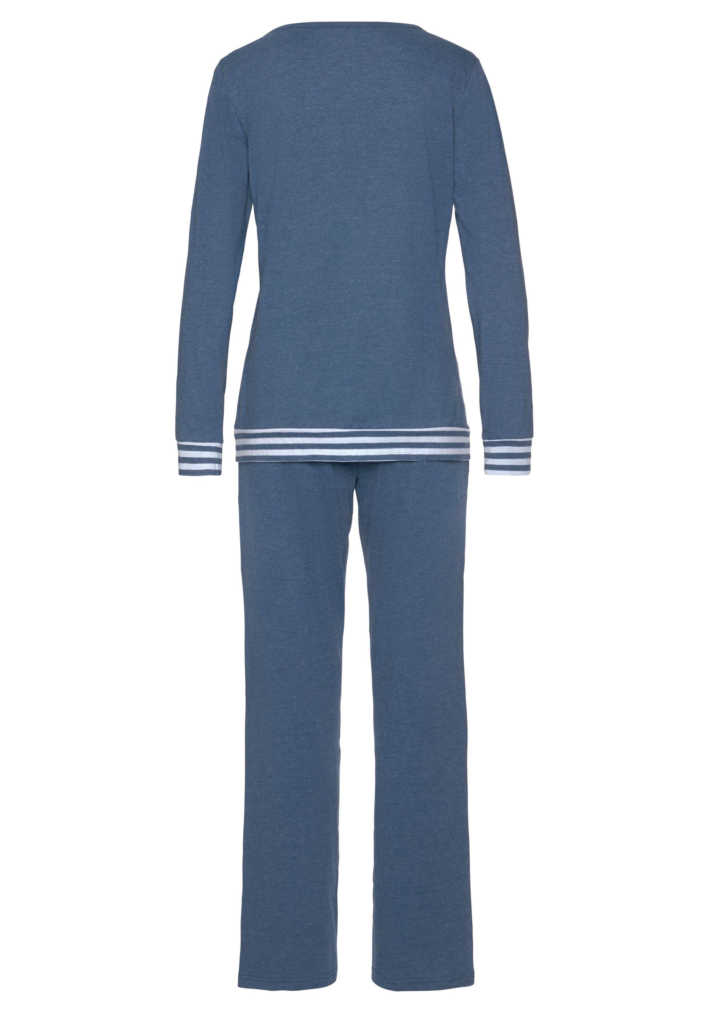 Arizona Pyjama (2 tlg., 2-teilig) mit gestreiften Bündchen