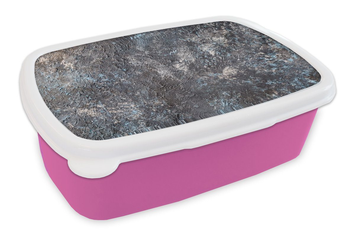MuchoWow Lunchbox Industriell - Beton - Alt, Kunststoff, (2-tlg), Brotbox für Erwachsene, Brotdose Kinder, Snackbox, Mädchen, Kunststoff rosa