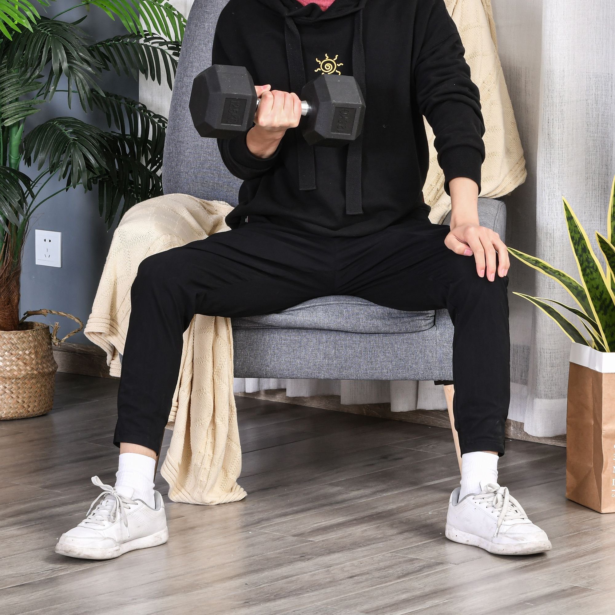 HOMCOM Hantel-Set mit gerändeltem Griff, 1 x 12,5kg, (Gummi-Hantel, Gusseisen Hantel), für Zuhause, Fitnessstudio, Krafttraining