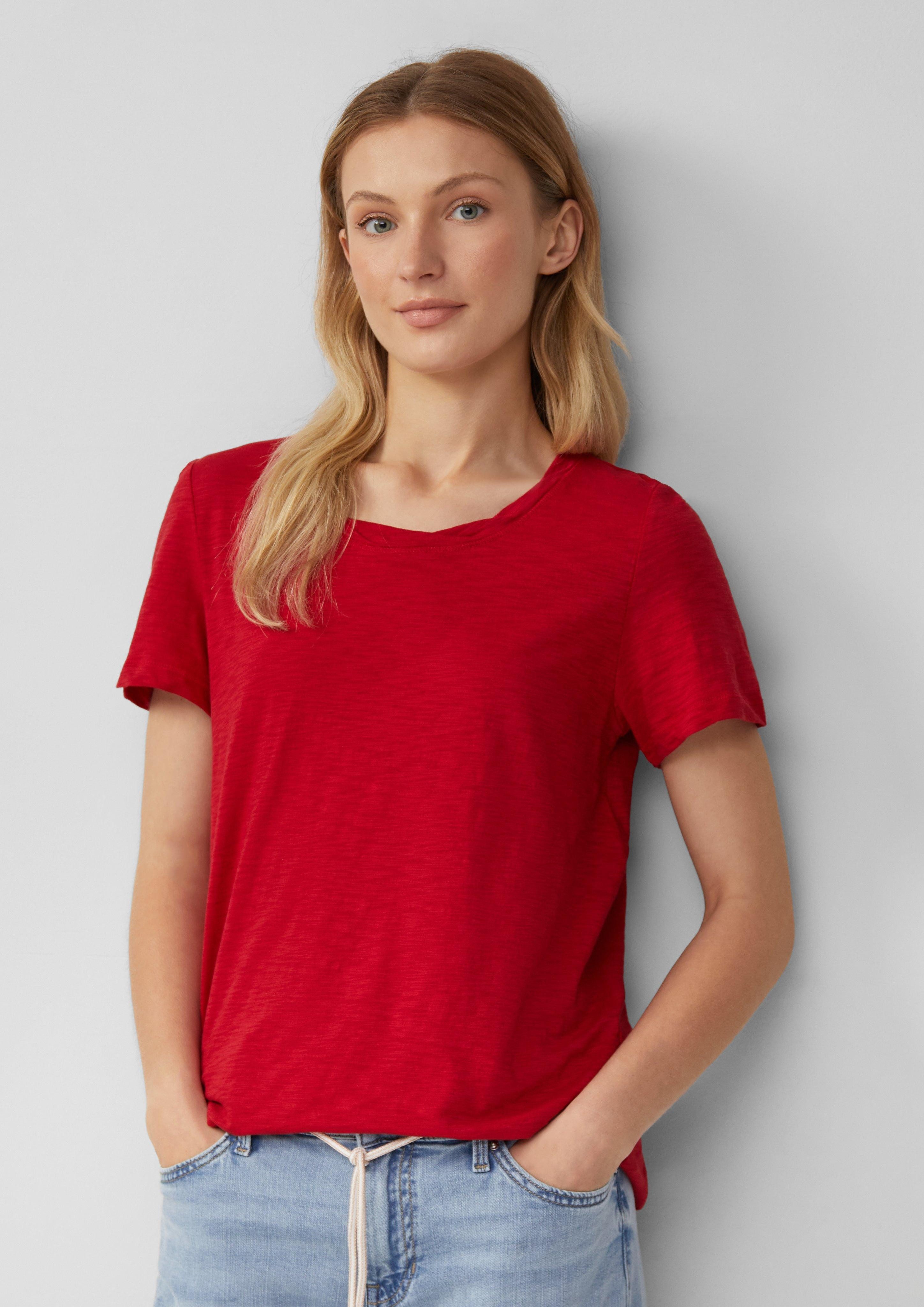 s.Oliver Kurzarmshirt T-Shirt mit Flammgarnstruktur und günstig online kaufen