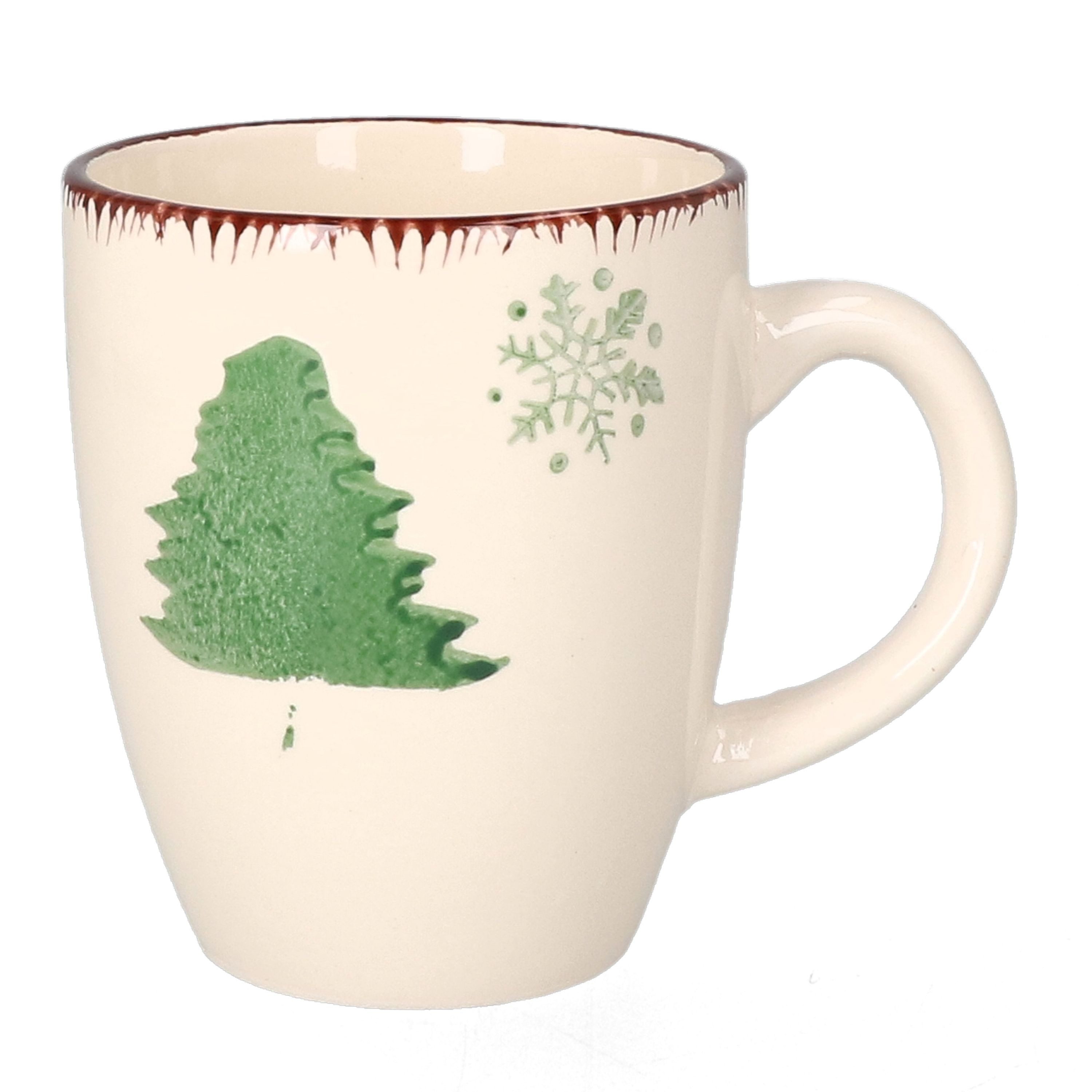 MamboCat Becher 6er Set Kaffeebecher Schneeflocke & Tannenbaum 300ml - 23105770, Steingut