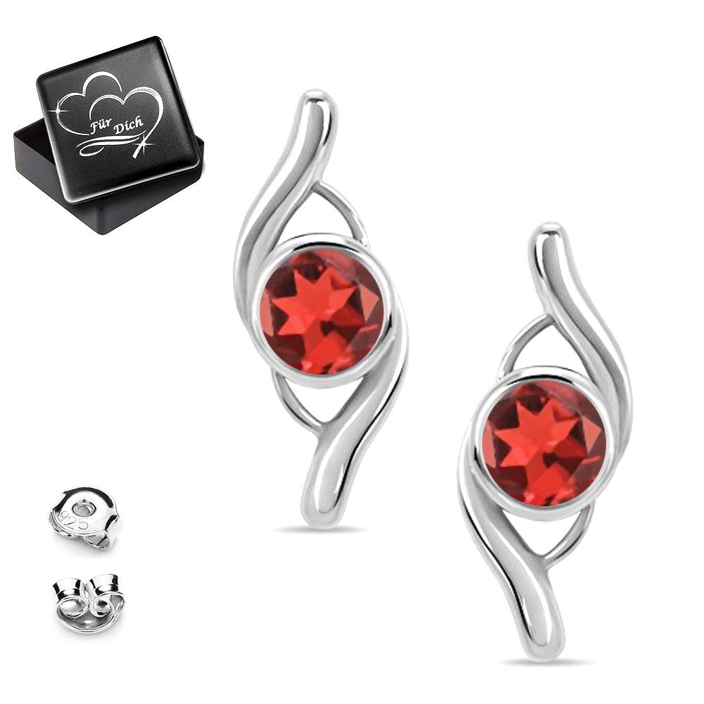 Gravur Idee (mit 925 Geschenk rote jeden Granat Ohrringe Silber Ohrstecker mit Schmuck Limana Paar Geschenkidee Frauen Damen Herz Tag echte Edelstein Dose), für Sterling