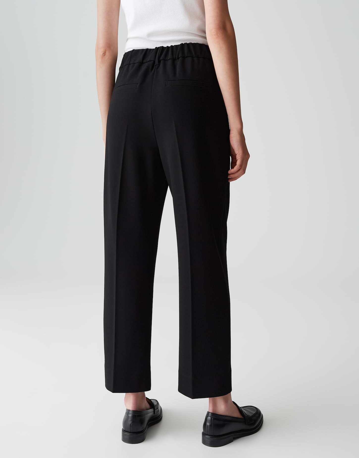 OPUS Stoffhose MILENI mit elastischem Komfortbund High Rise, Cropped, französische Eingrifftaschen