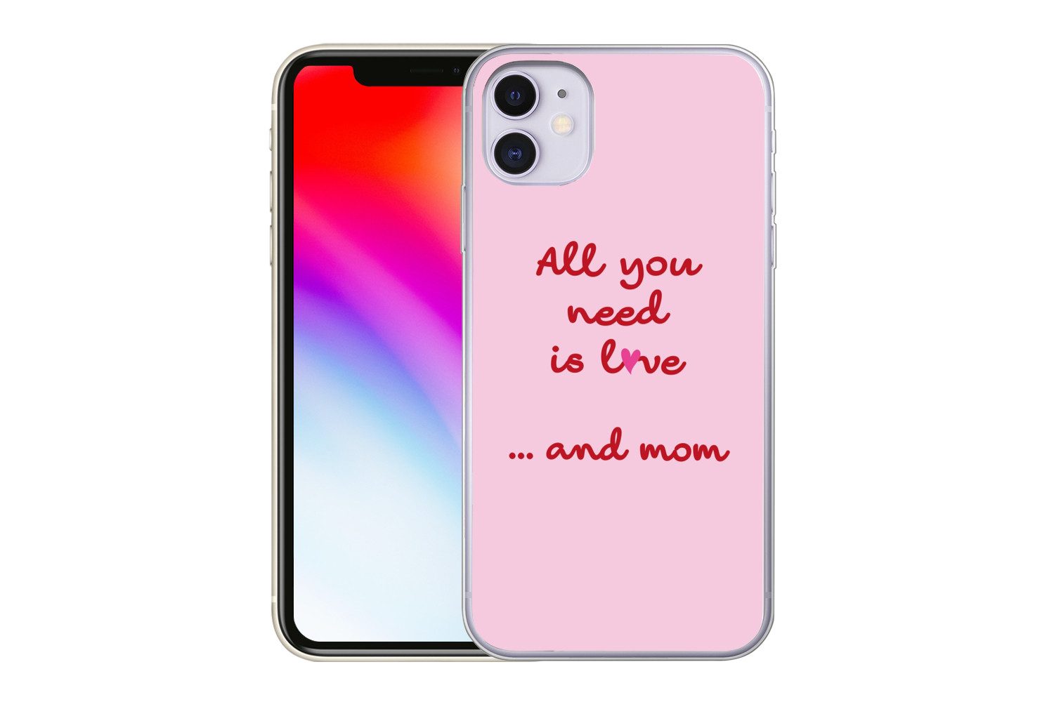 MuchoWow Handyhülle für Apple iPhone 11 Mutter - Liebe - Text - Rot, Smartphone-Bumper, Print, Handy Schutzhülle Dünn