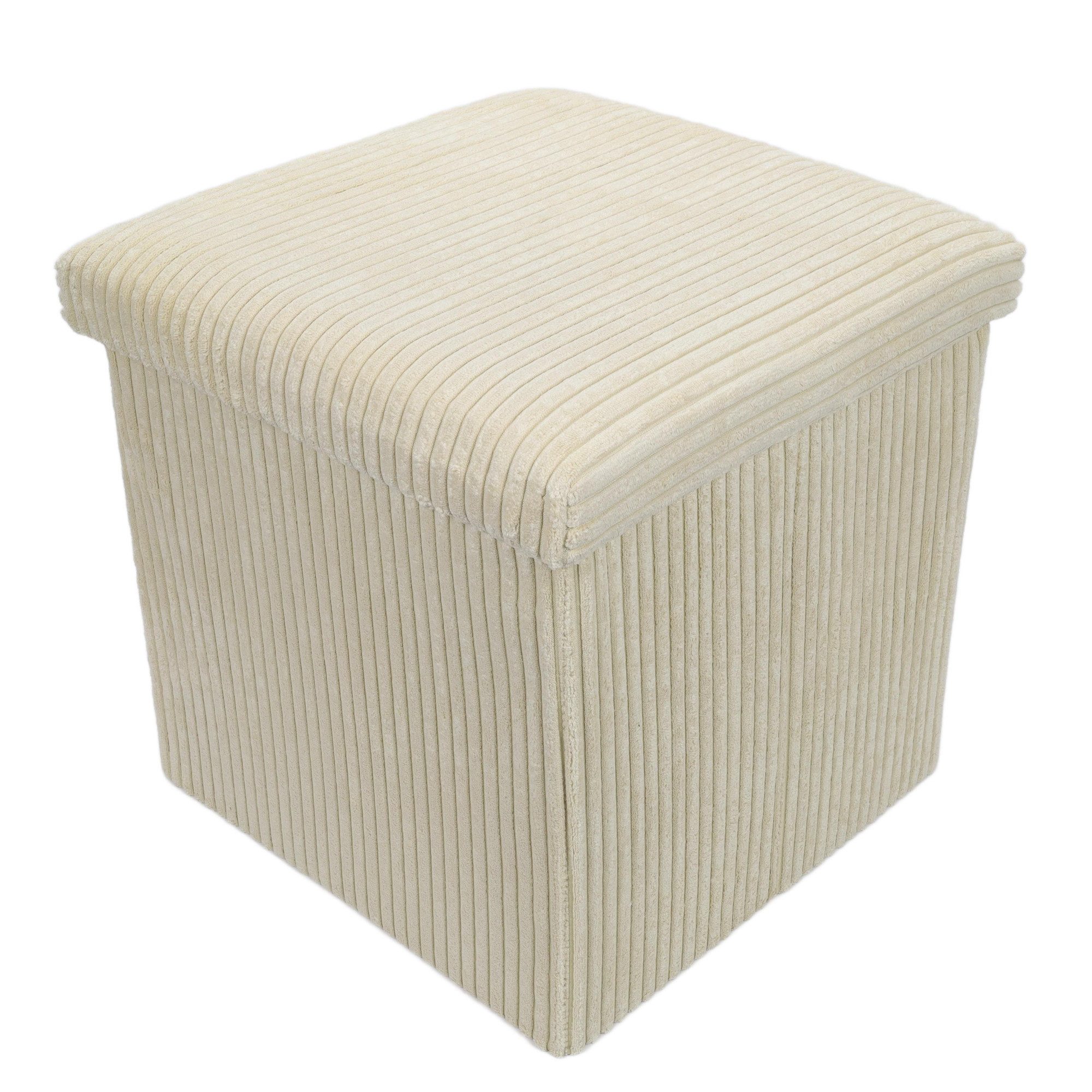 Storage solutions Polsterhocker Sitzpouf aus Cord mit Stauraum TOBO, 38 x 38 x 38 cm