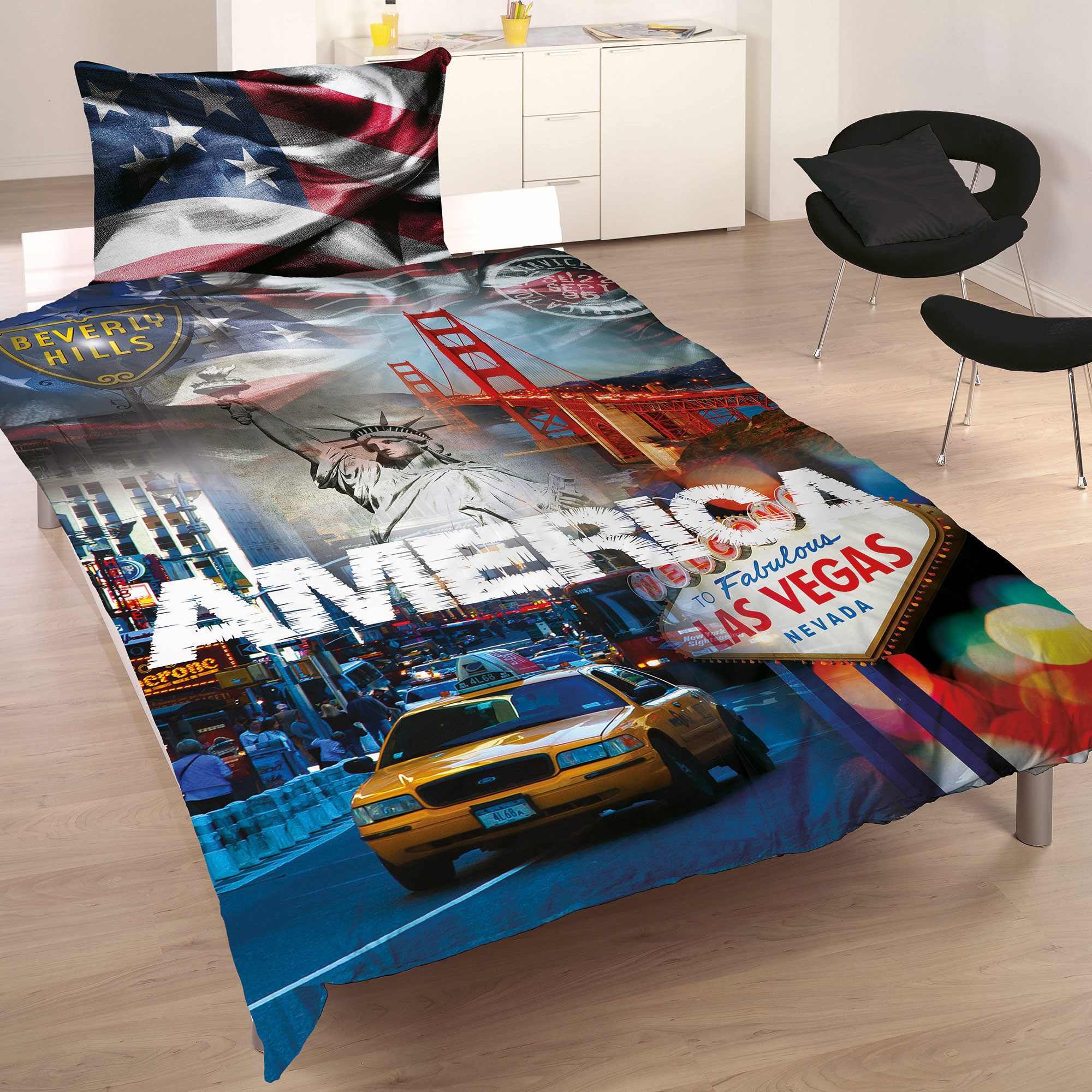 BERONAGE Wendebettwäsche USA Stars and Stripes günstig online kaufen