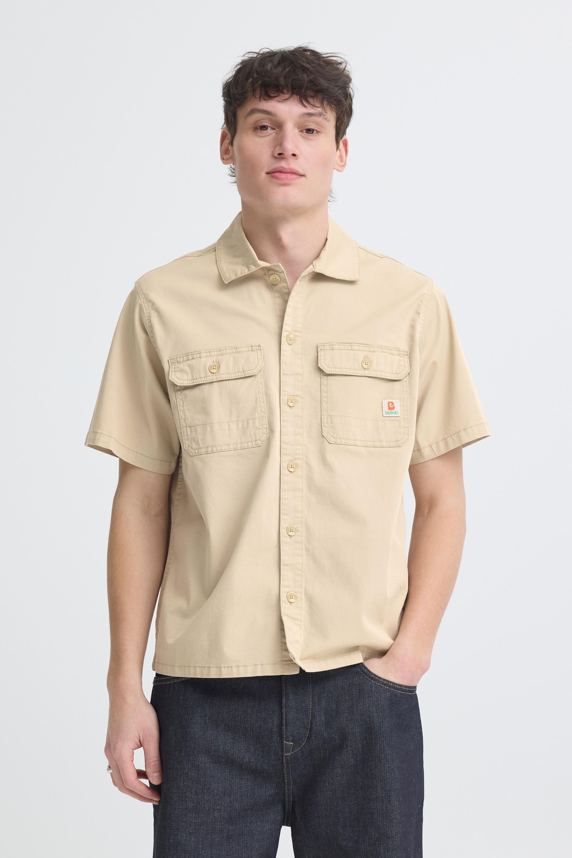 Blend Kurzarmhemd BHMatz Overshirt Rustikales Kurzarmhemd mit Brusttaschen