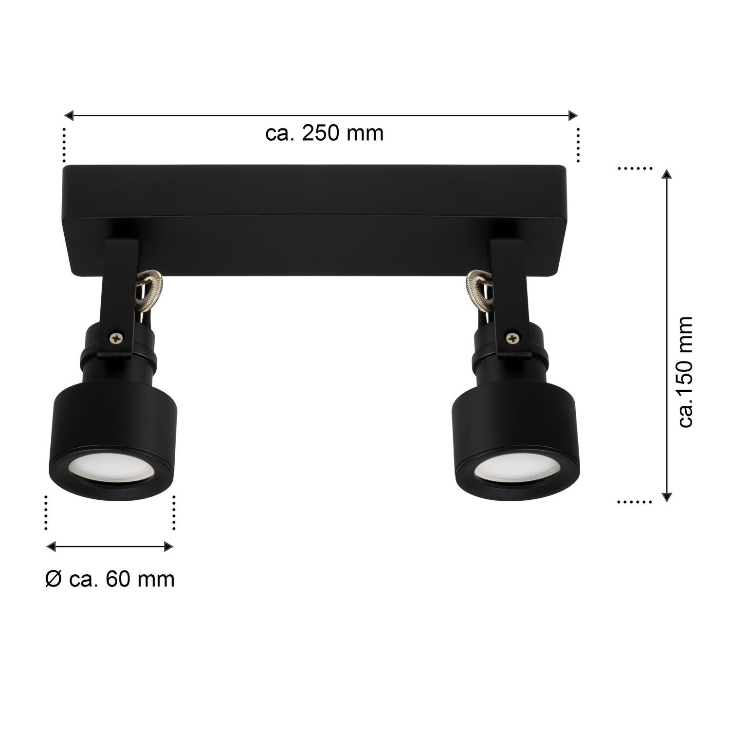 LED - Sonda schwarz LED GU10 Leuchtmittel - LEDANDO Spots Deckenspots 2er - für Deckenstrahler