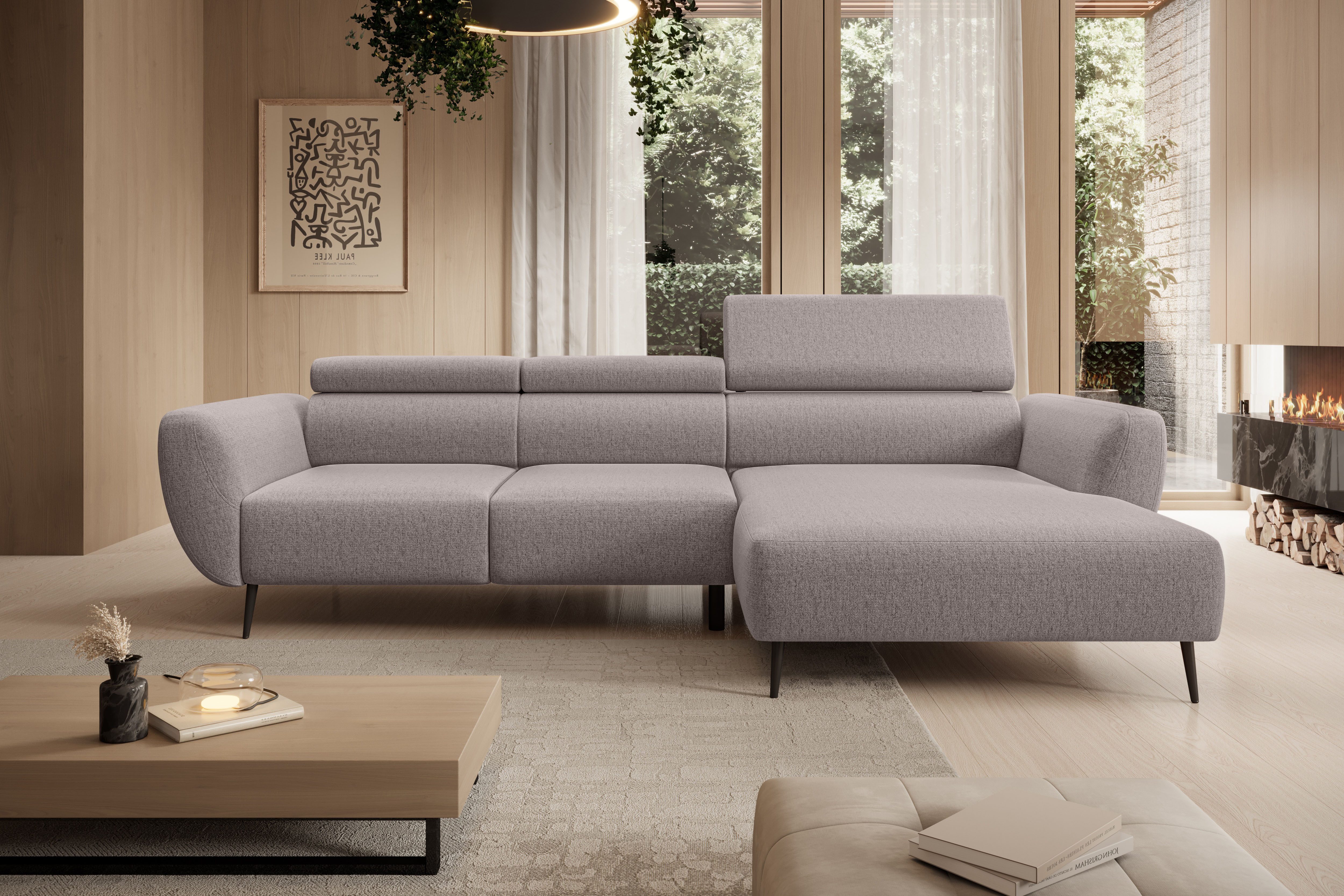 WERK2 Ecksofa Alisson 277 x 174 cm modern & bequem, bodenfrei, Multifunktionen, Luxus-Microfaser weich, L-Form, XXL, elektrische Sitztiefenverstellung